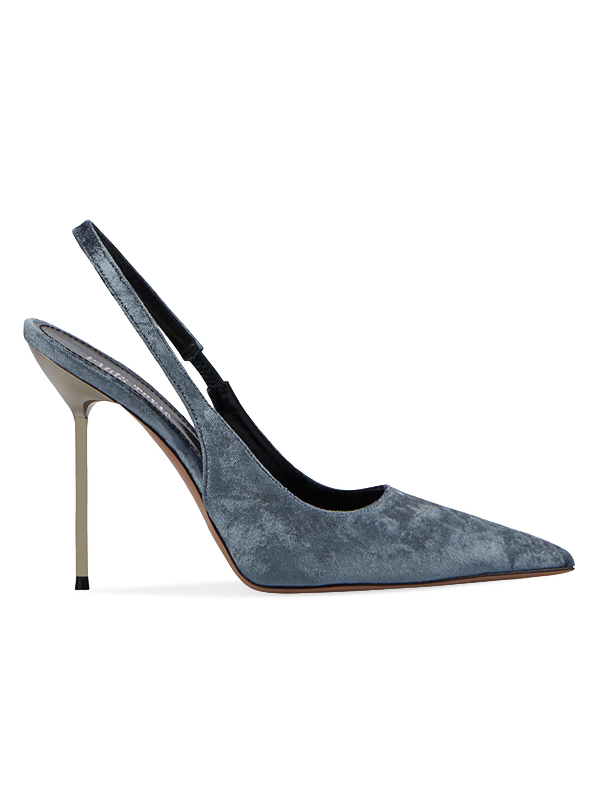 Paris Texas Women's Lidia 105MM Velvet Slingback Pumps - Moon Light