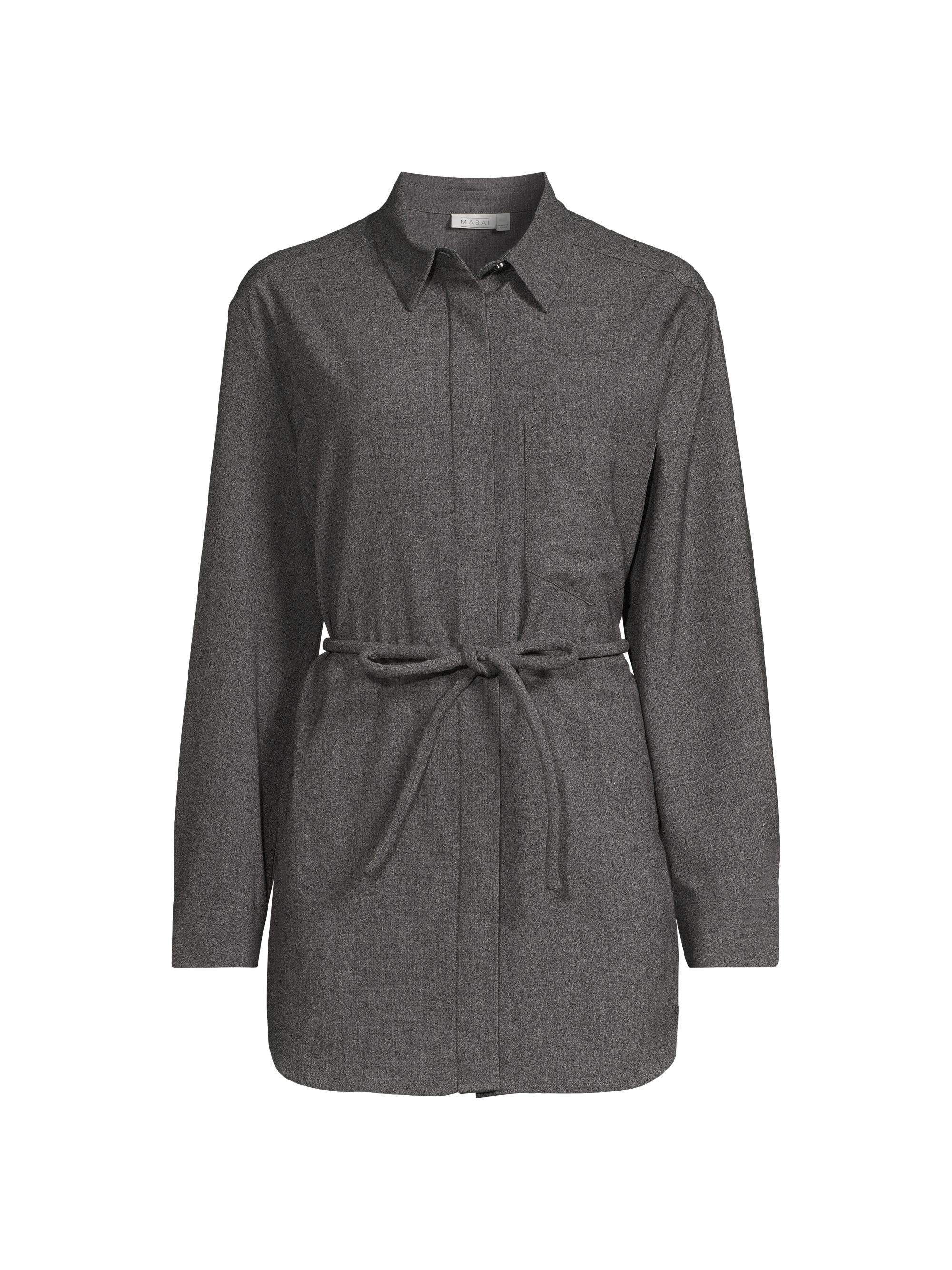 Masai Copenhagen Women's July Idune Button-Front Shirt - Dark Grey Melange