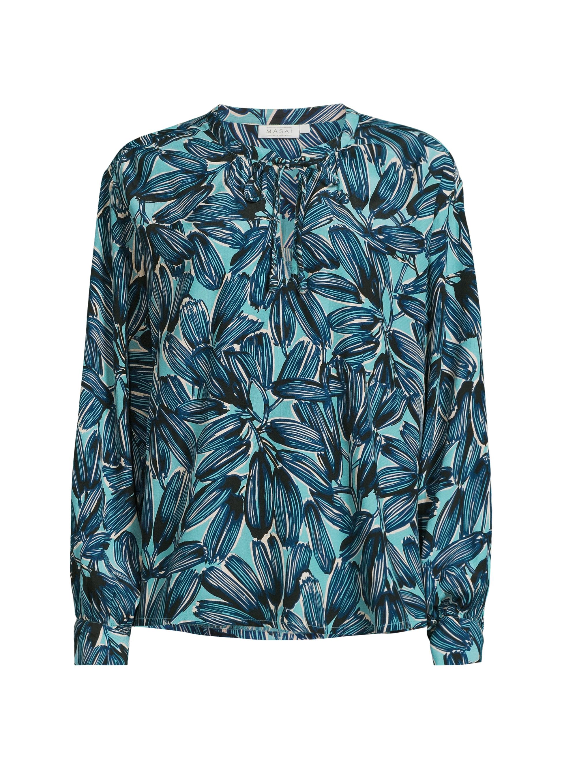 Masai Copenhagen Women's Bonitai Floral Keyhole Blouse - Teal