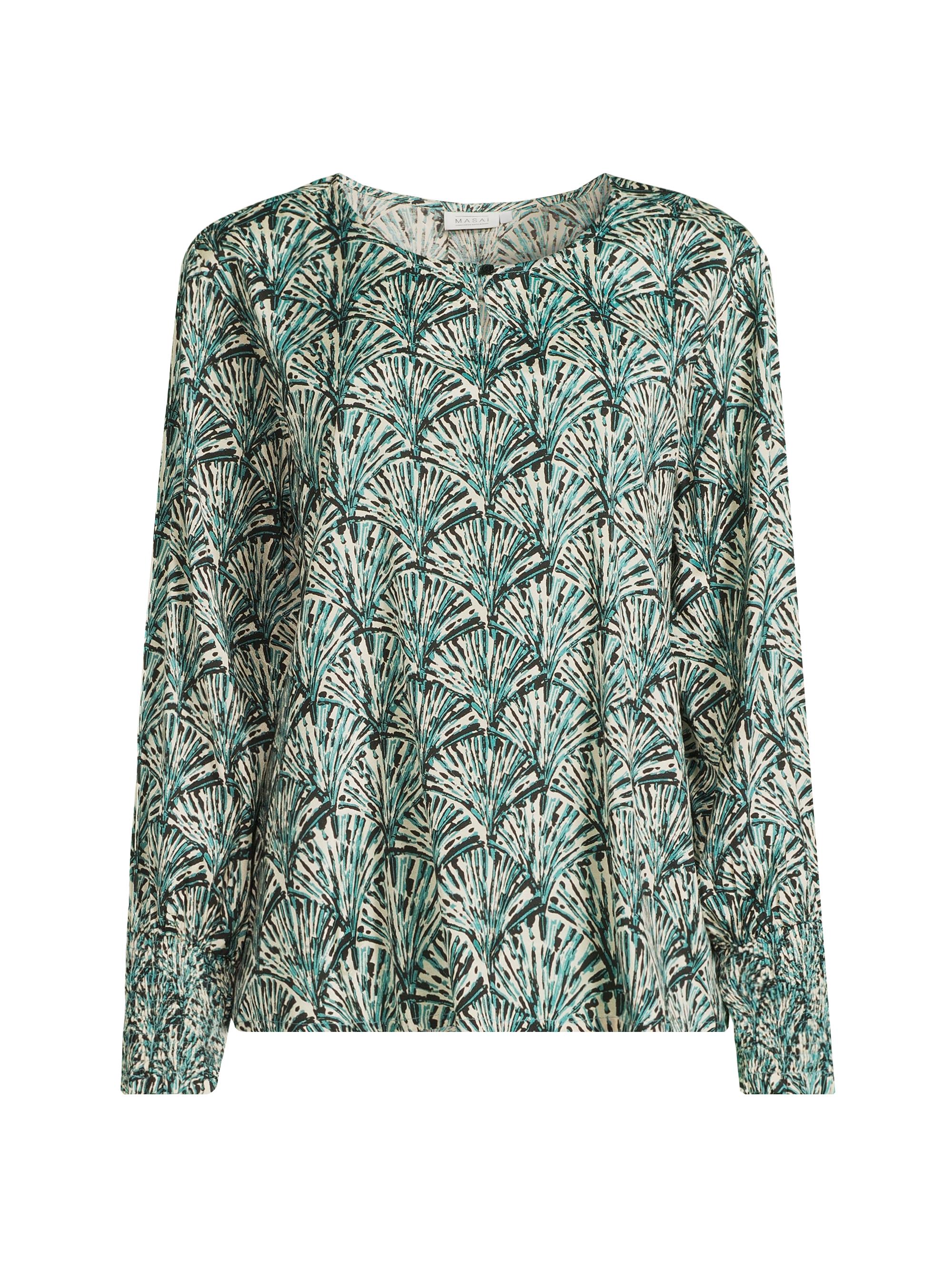 Masai Copenhagen Women's Baila Scallop Palm Blouse - Teal