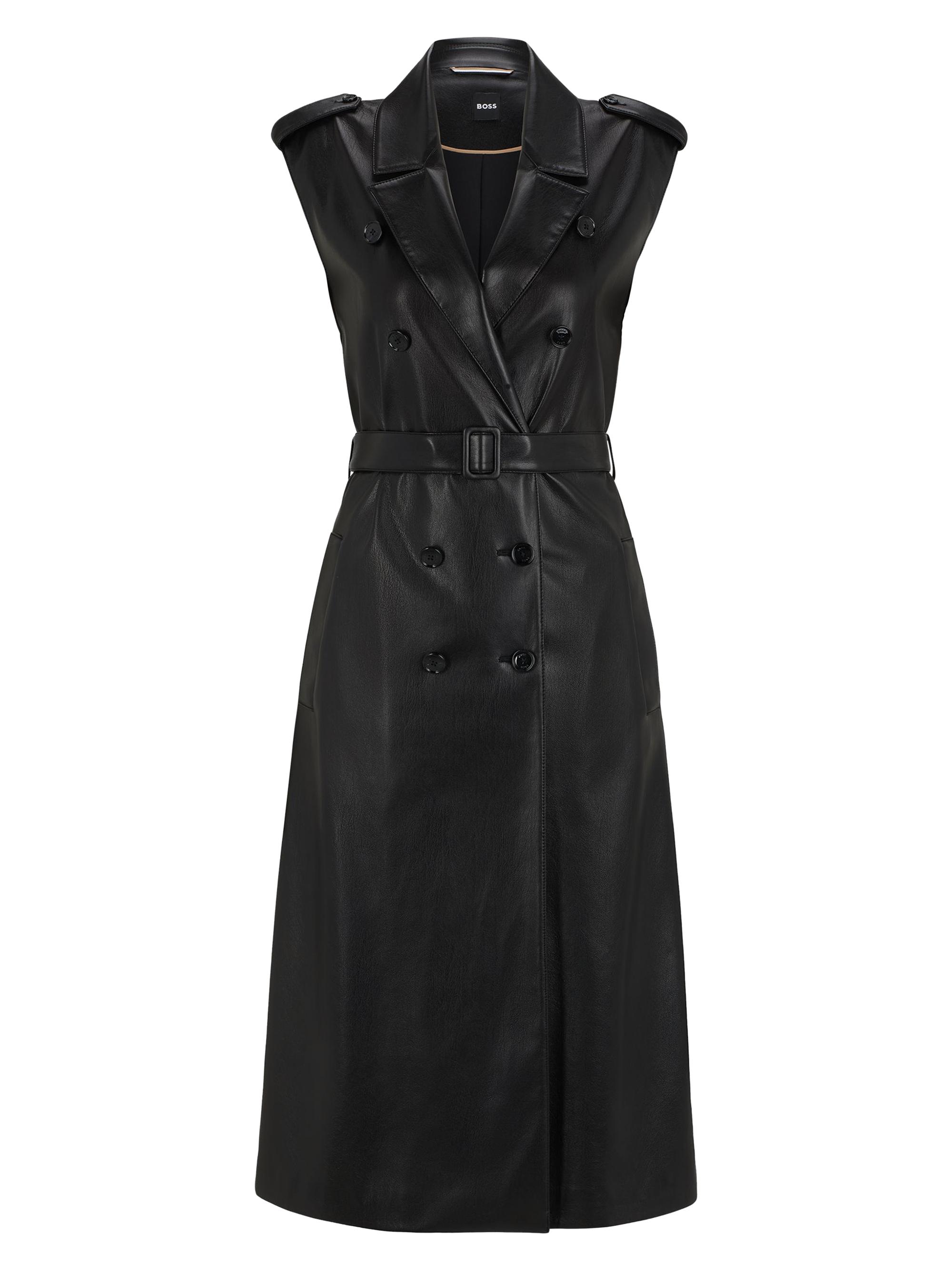 BOSS Women's Faux-Leather Dress with Double-Breasted Front - Black