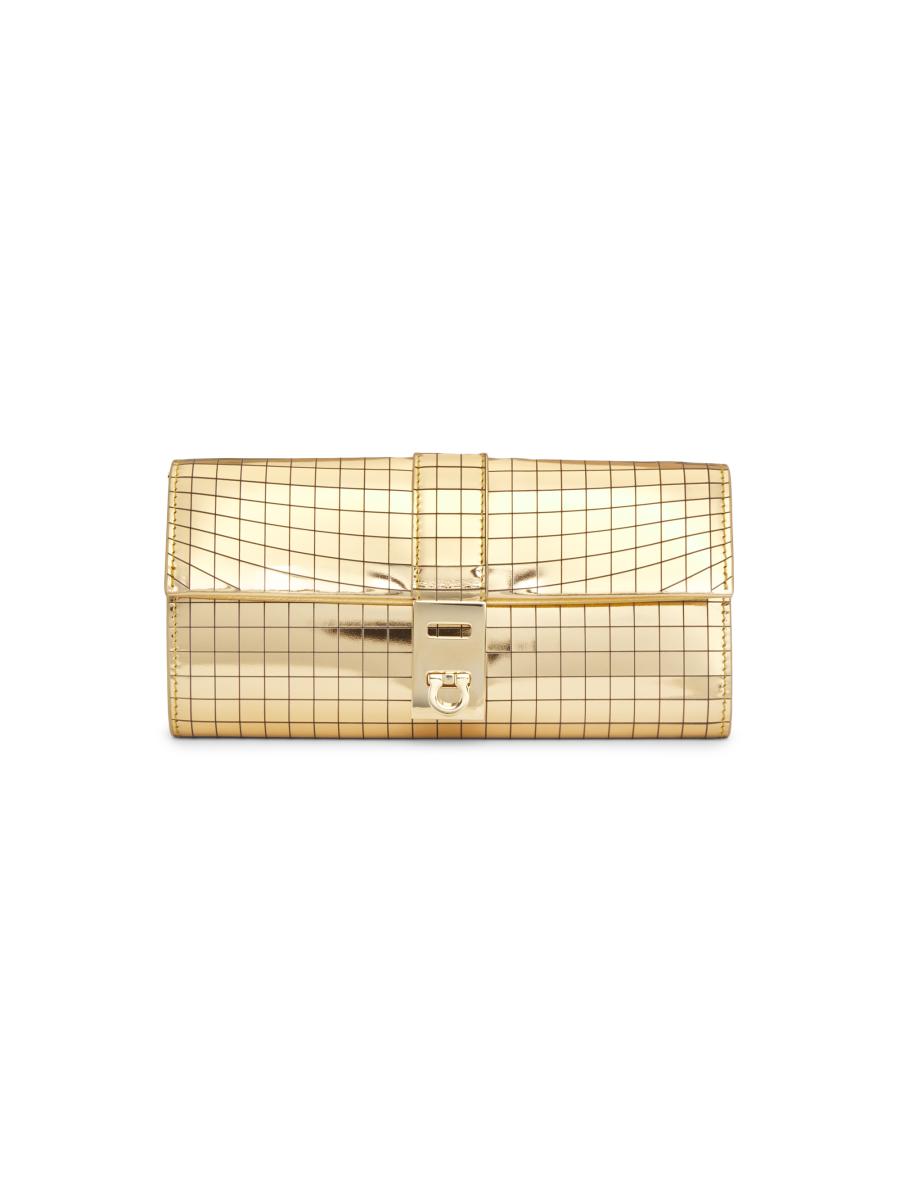 FERRAGAMO Metallic Hug Leather Wallet-On-Chain | Saks Fifth