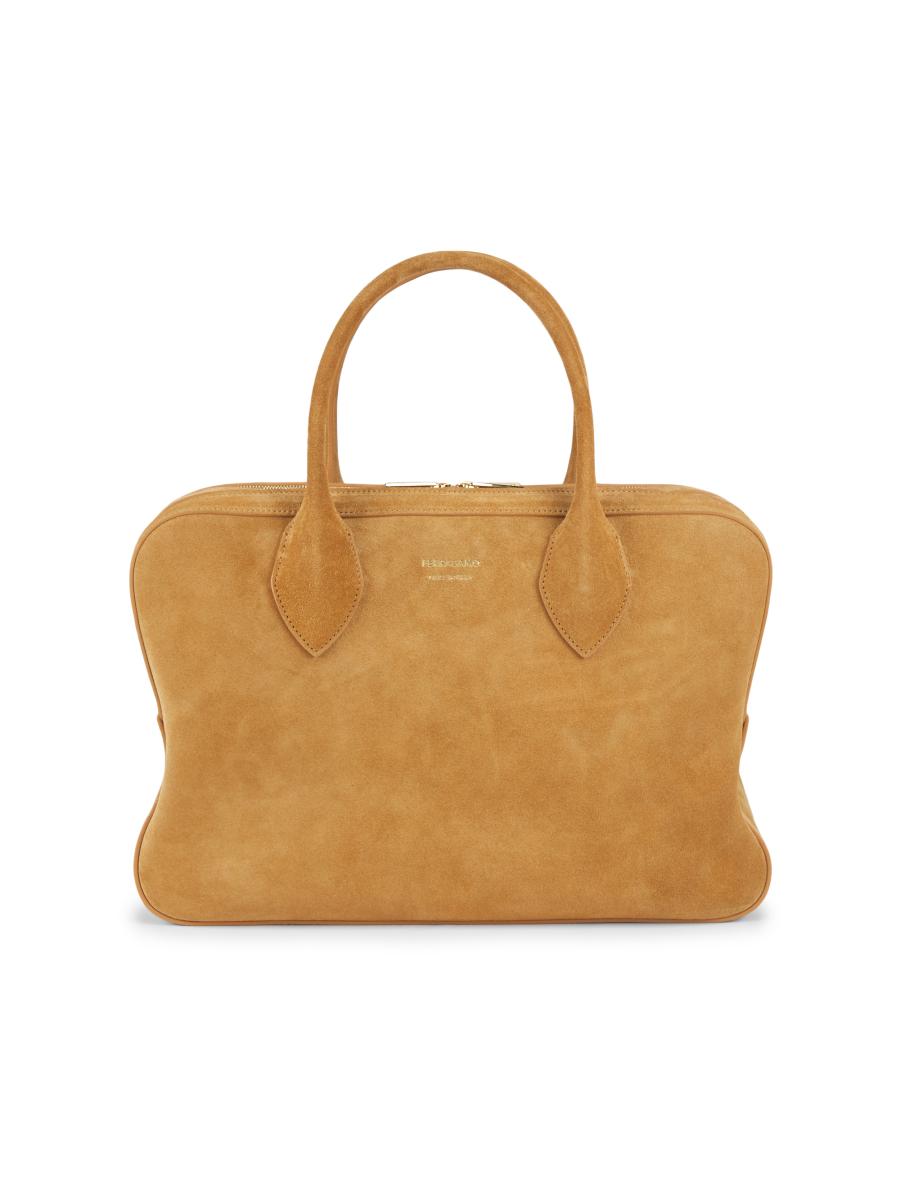 FERRAGAMO Stella Suede Three-Zip Top Handle Bag | Saks Fifth