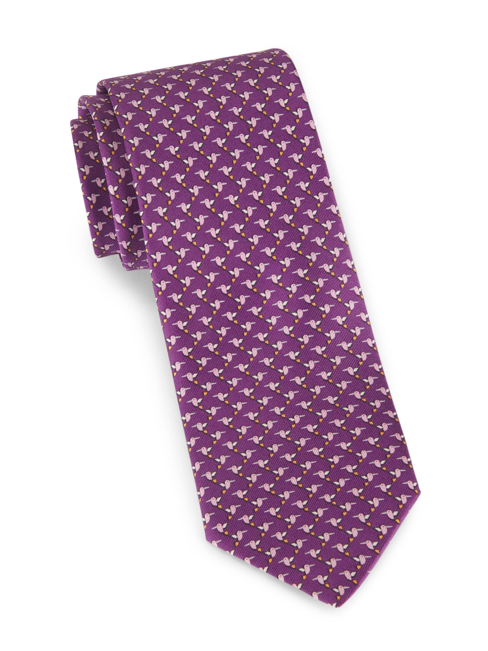 FERRAGAMO Men's Ziguli Silk Printed Tie - Viola