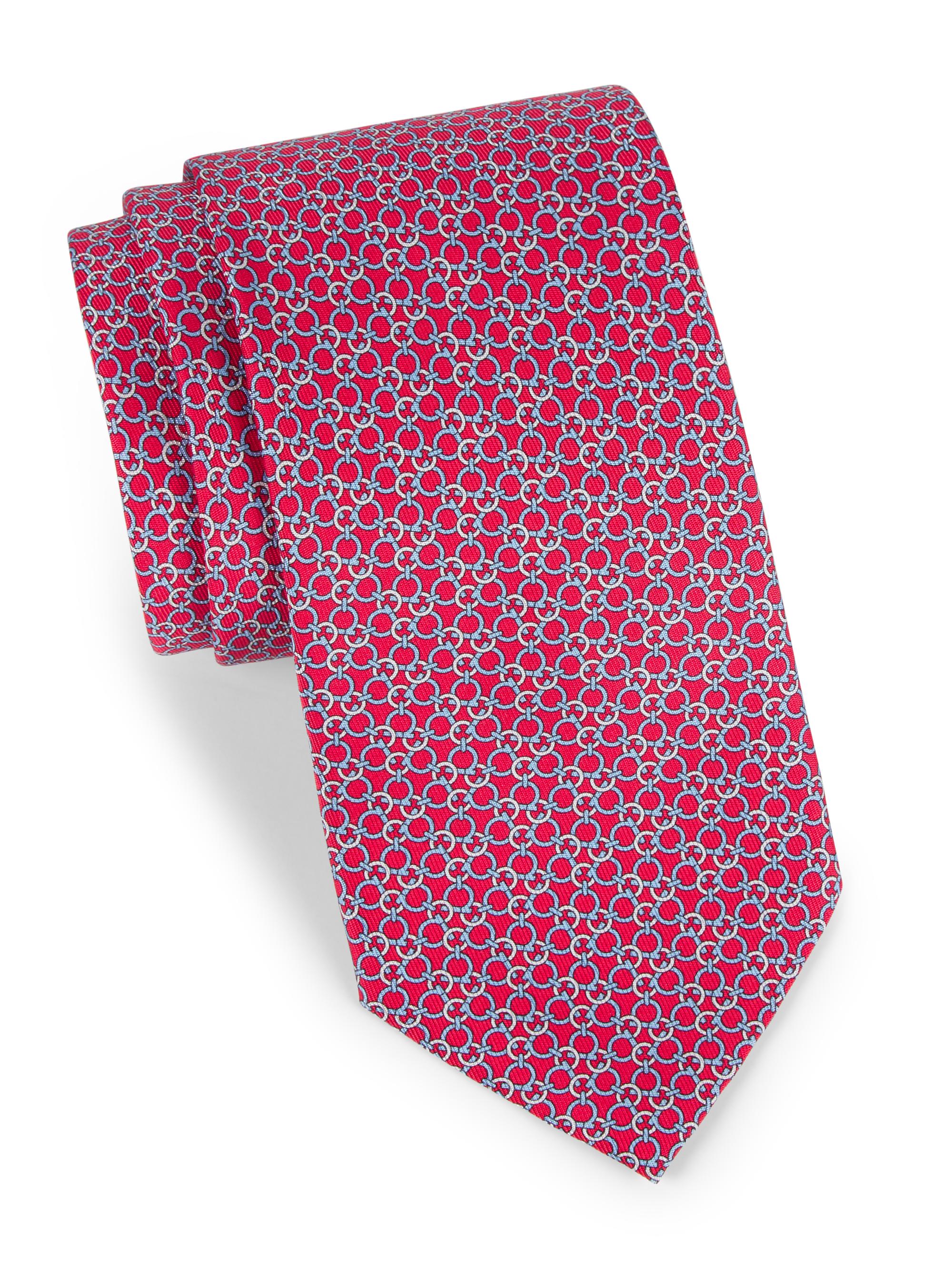 FERRAGAMO Men's Zeffiro Gancini Tie - Rosso - Men's Clothing