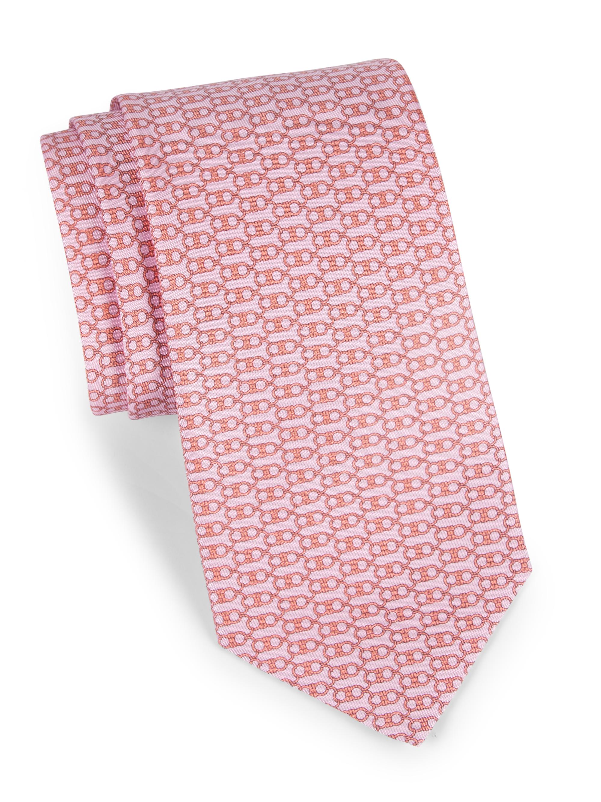 FERRAGAMO Men's Gancini Silk Tie - Rosa