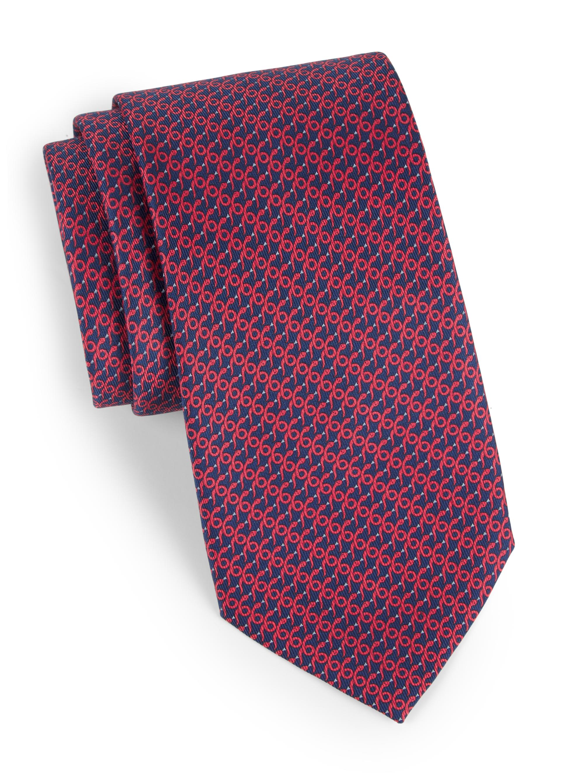 FERRAGAMO Men's Mamba Snake Tie - Blue Scuro