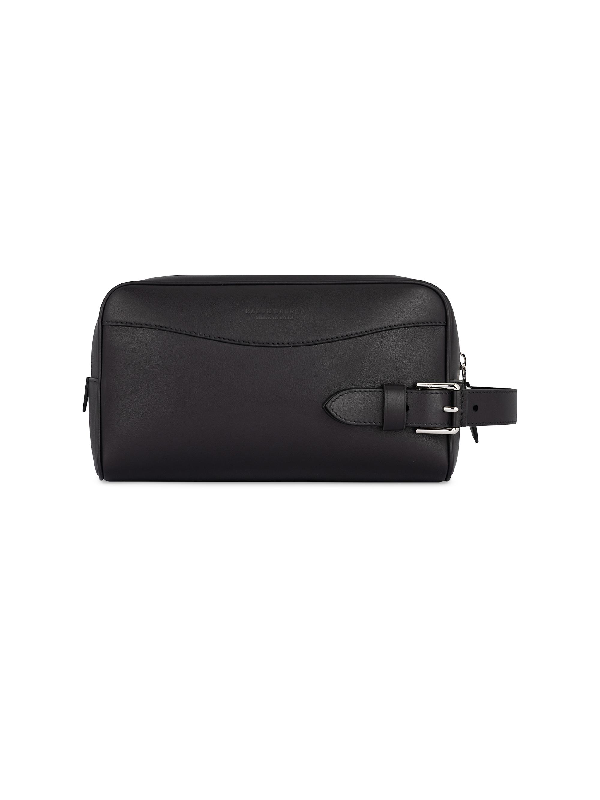 Ralph Lauren Purple Label Bedford Leather Toiletry Bag - Black