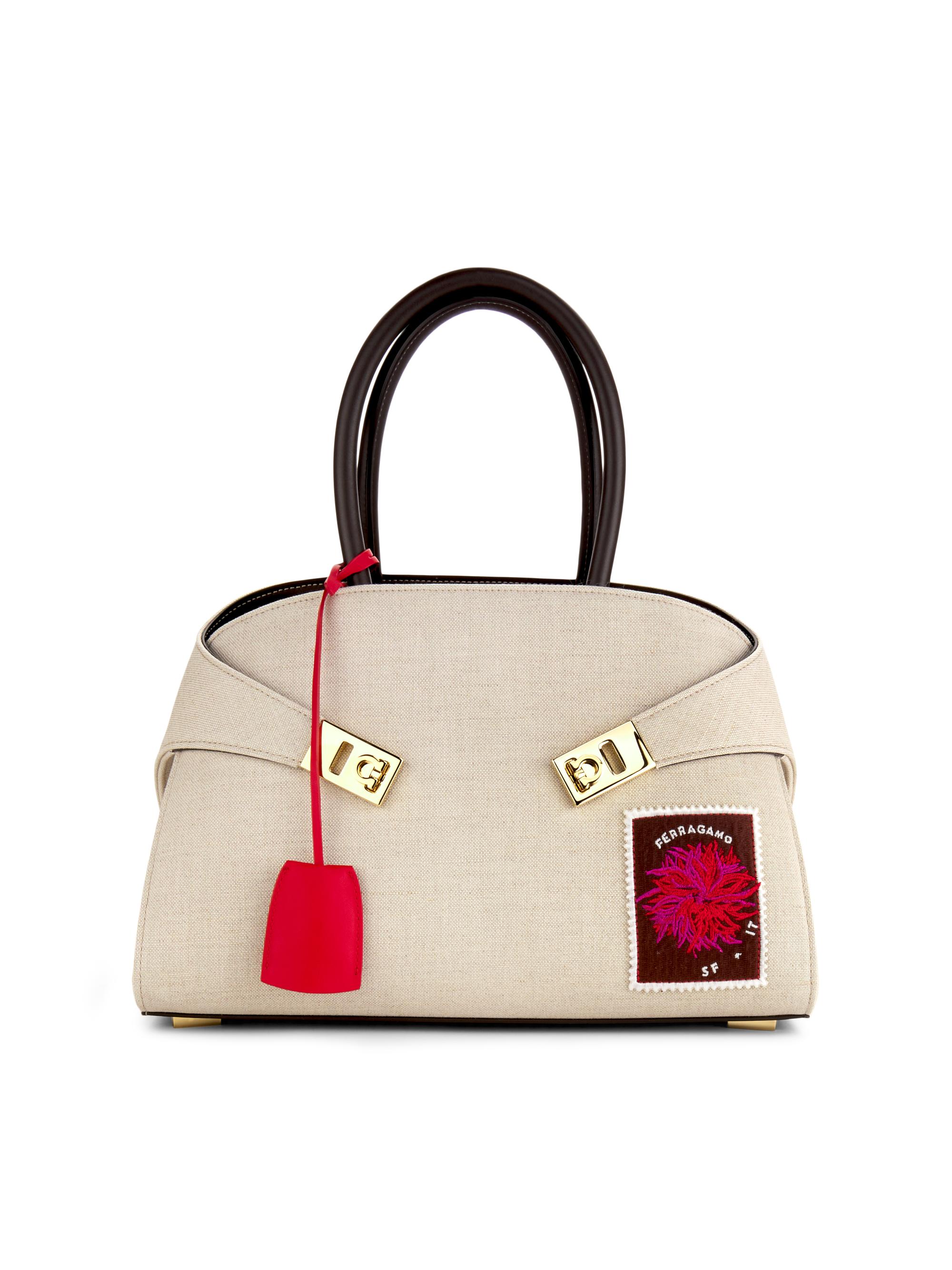 FERRAGAMO Women's Hug  Canvas Handbag - Naturale