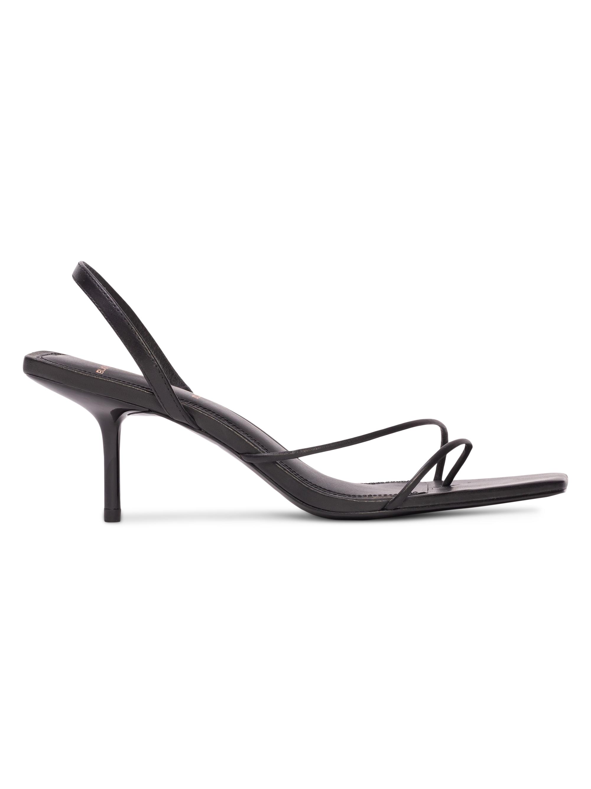 Black Suede Studio Women's Iris Mid-Heel Sandals - Black Leather