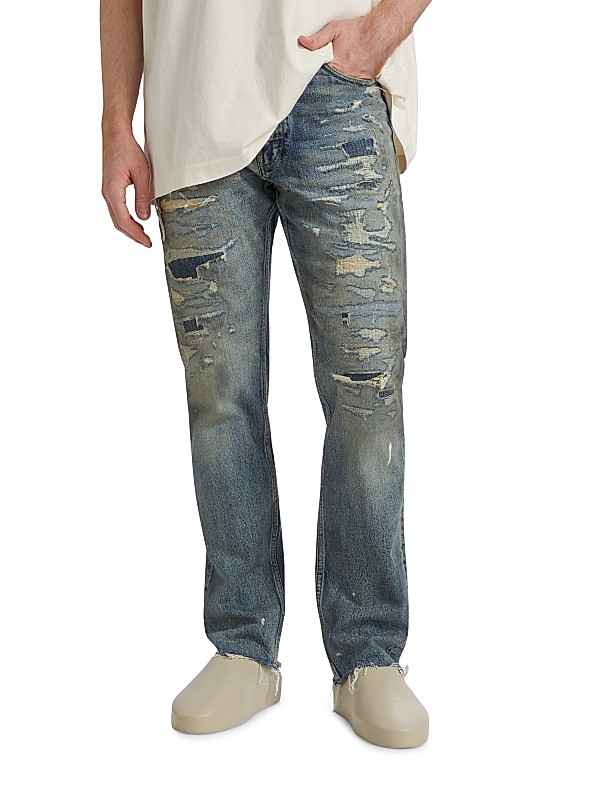 Shop Fear of God Repaired Straight-Leg Jeans | Saks Fifth Avenue Shop Fear of God Repaired Straight-Leg Jeans | Saks Fifth Avenue