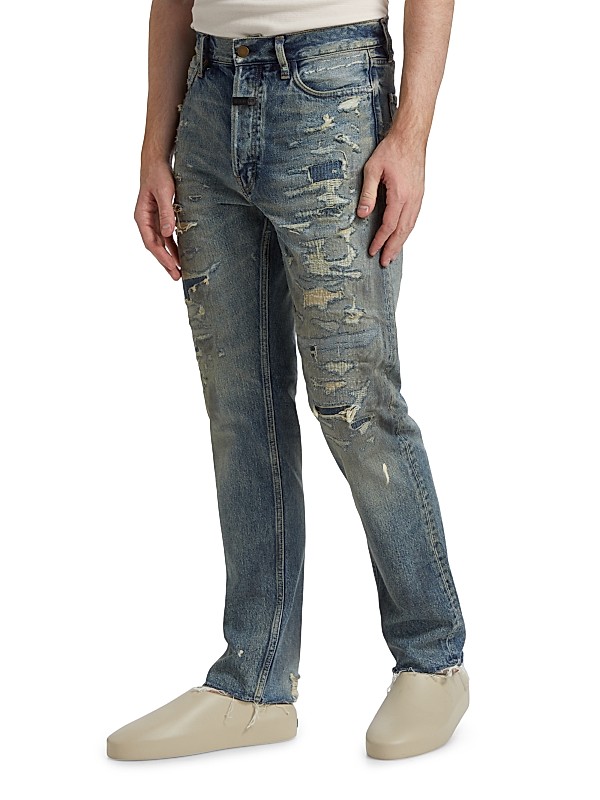 Shop Fear of God Repaired Straight-Leg Jeans | Saks Fifth Avenue Shop Fear of God Repaired Straight-Leg Jeans | Saks Fifth Avenue
