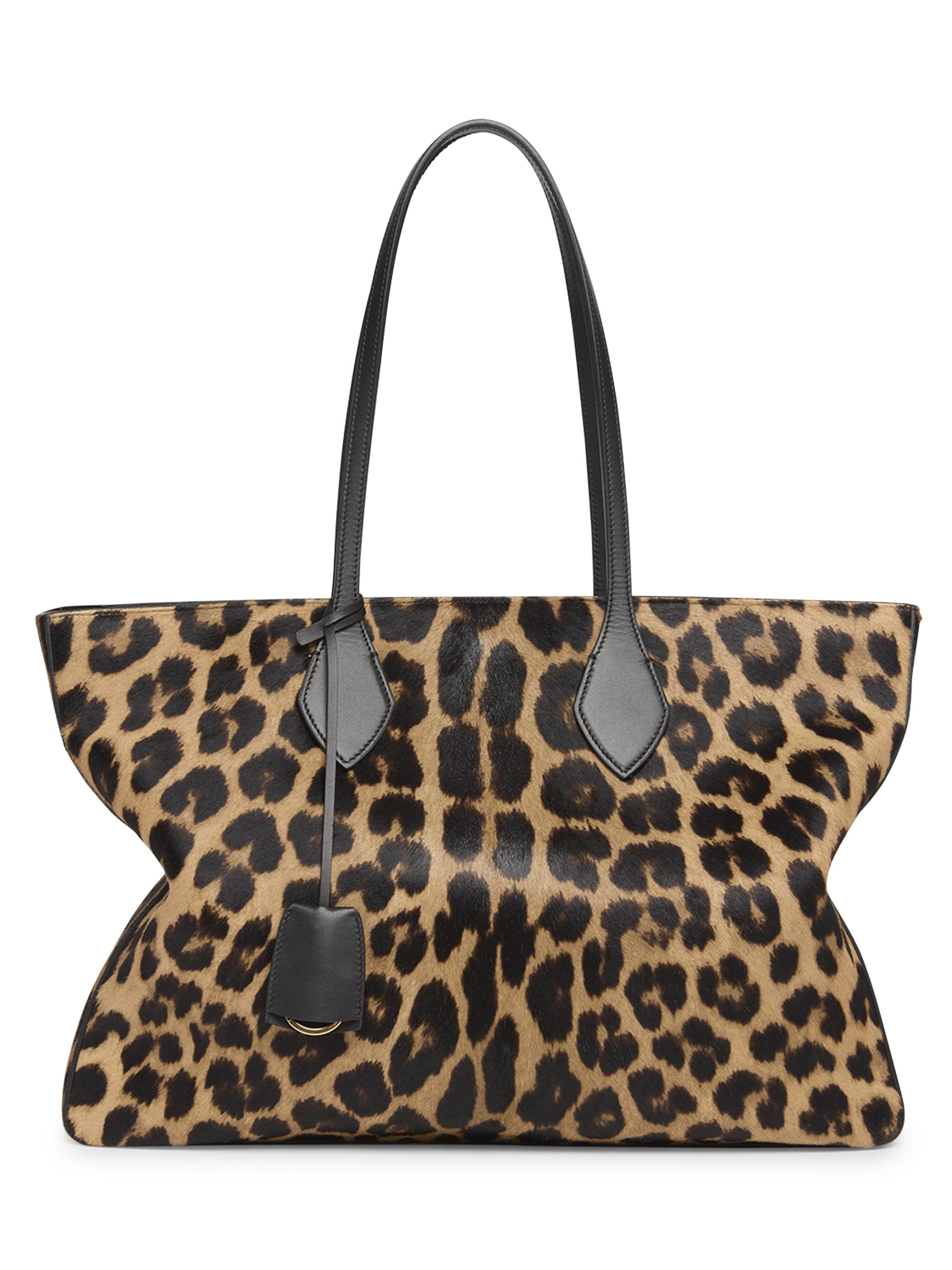 FERRAGAMO Women's Star Leopard-Print Calf Hair Tote Bag - Natural