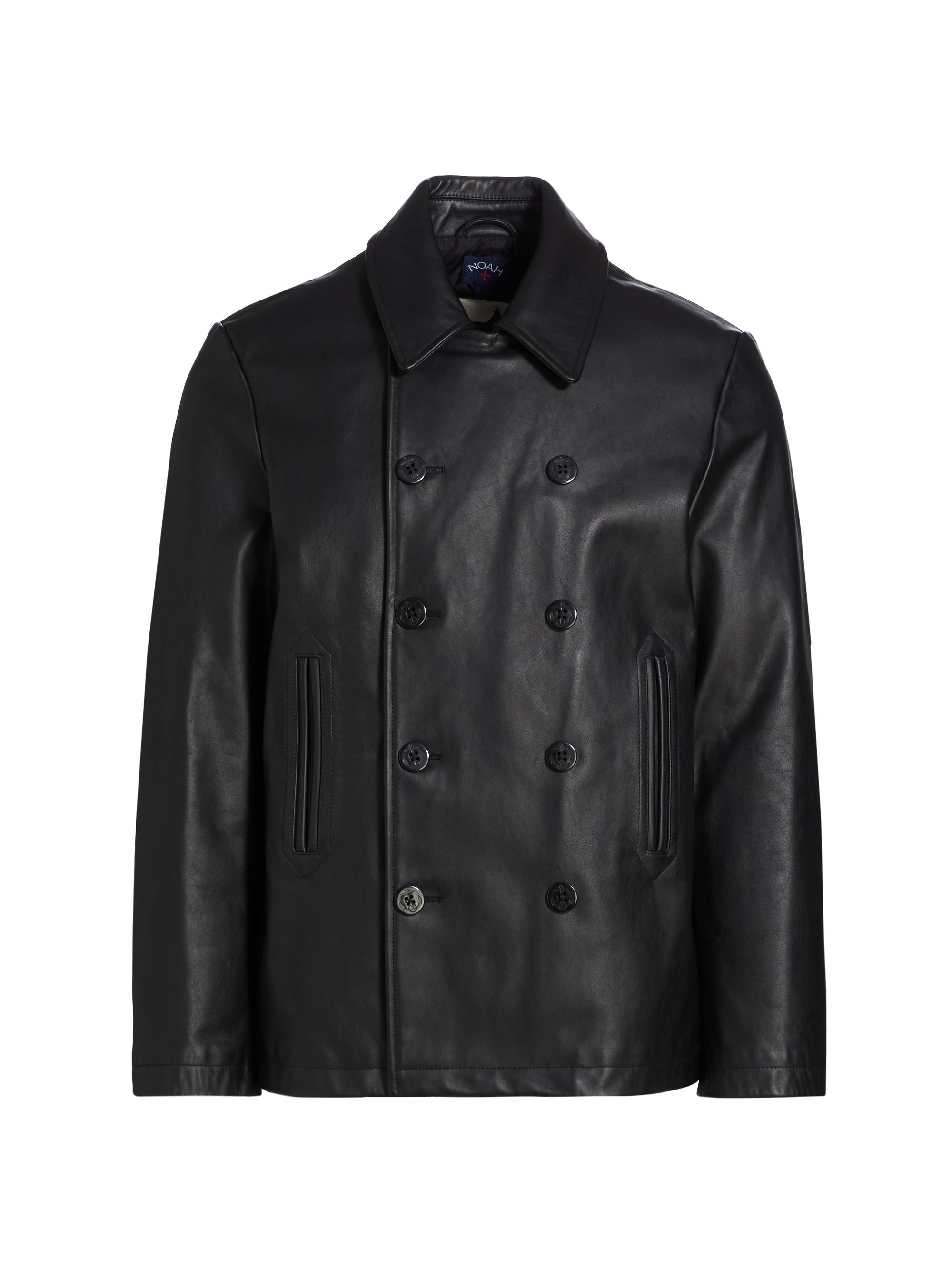 Noah Leather Double-Breasted Peacoat | Saks Fifth Avenue