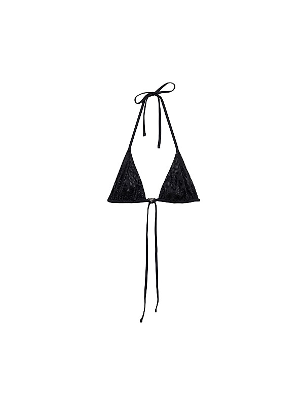 Shop Prada Jersey Triangle Bikini Top with Rhinestones Shop Prada Jersey Triangle Bikini Top with Rhinestones