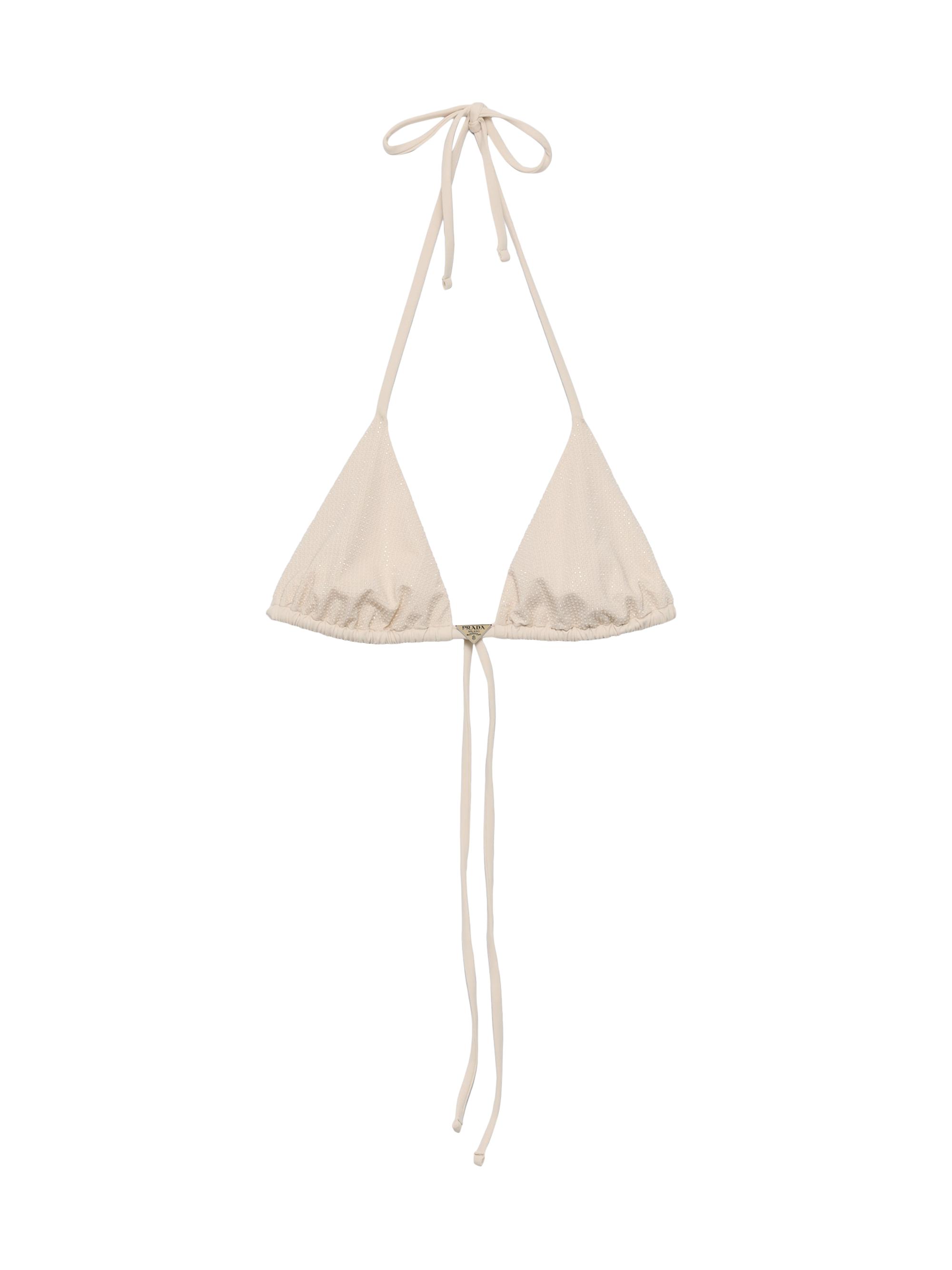 Prada Women's Jersey Triangle Bikini Top with Rhinestones - Pink