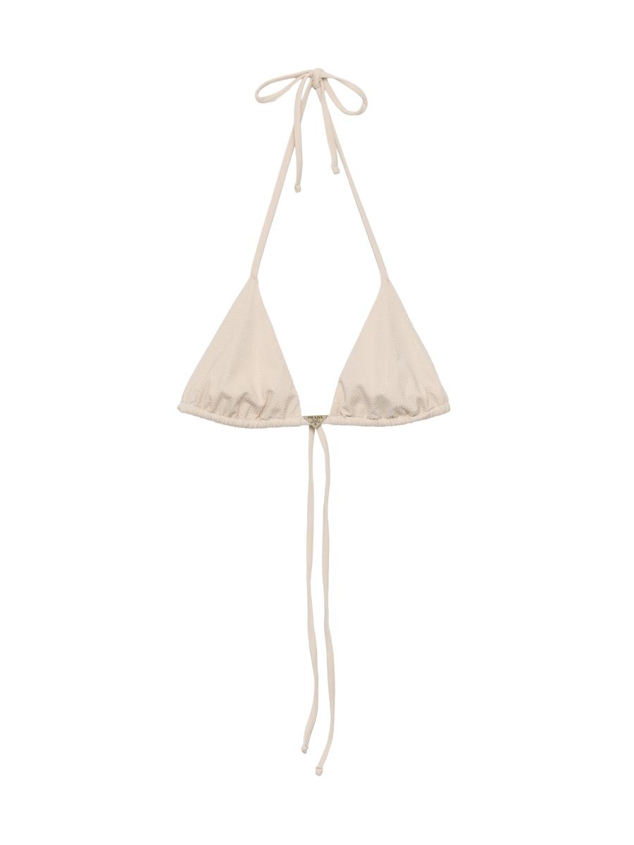 Prada Women's Jersey Triangle Bikini Top With Rhinestones In Pink