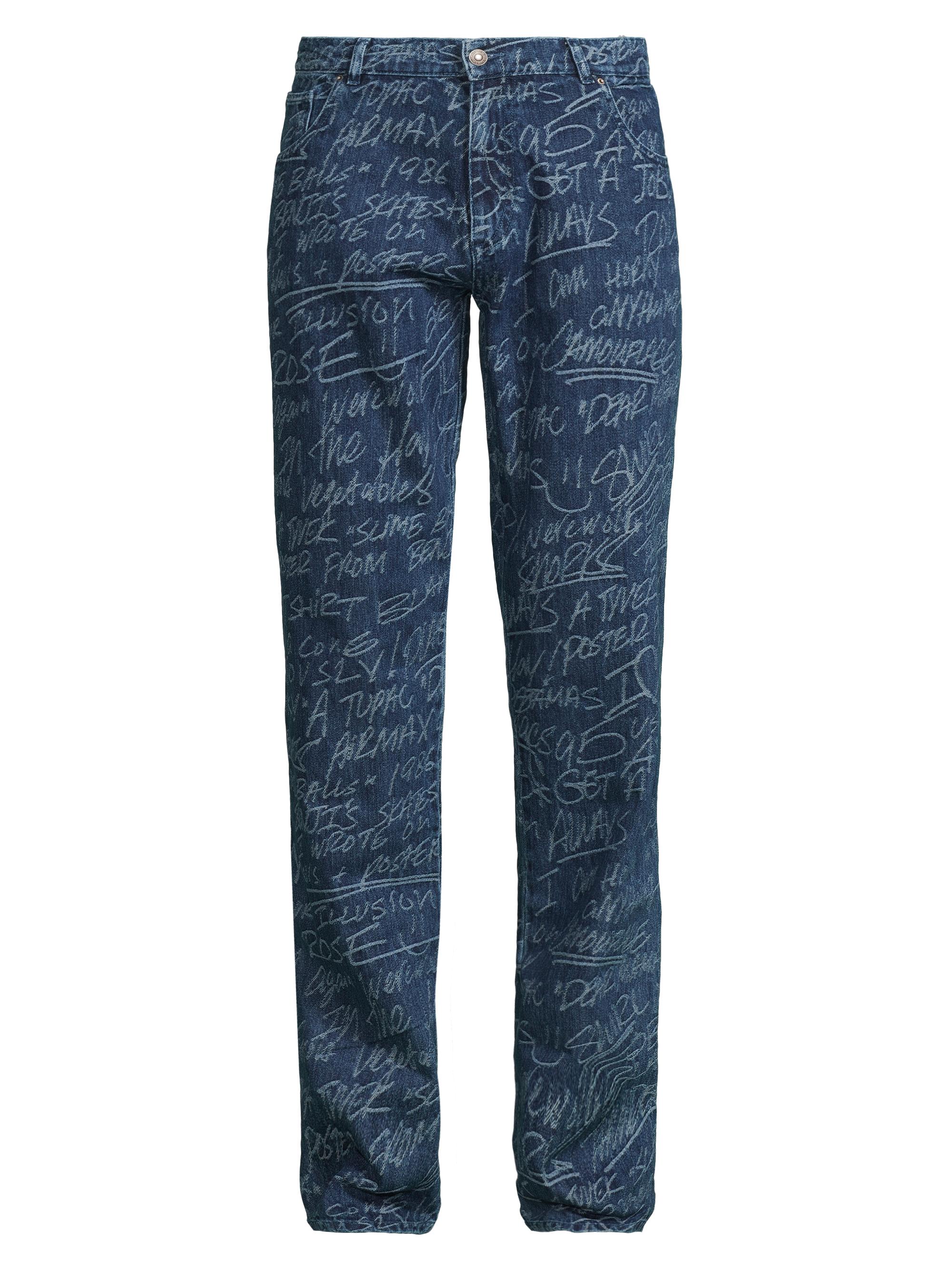 Sky High Farm Men's Graffiti Straight-Leg Jeans - Dark Blue