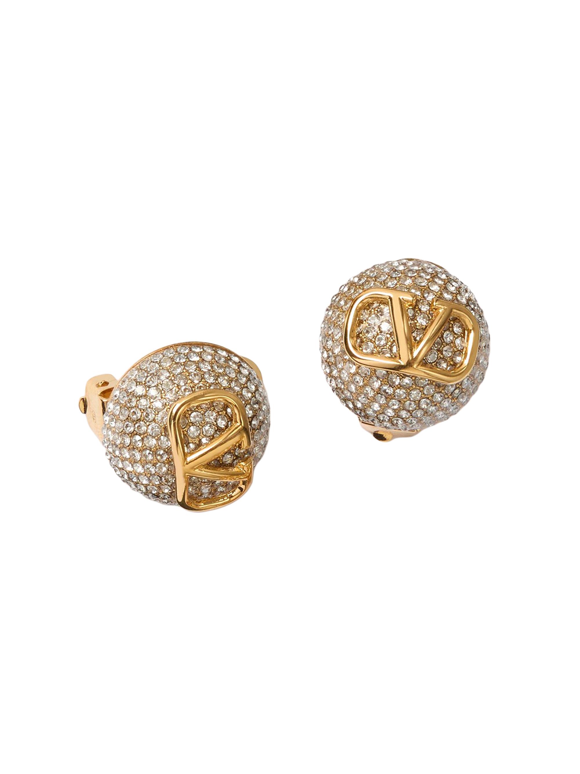 Valentino Garavani Women's VLogo Signature Metal and Swarovski Crystal Earrings - Gold
