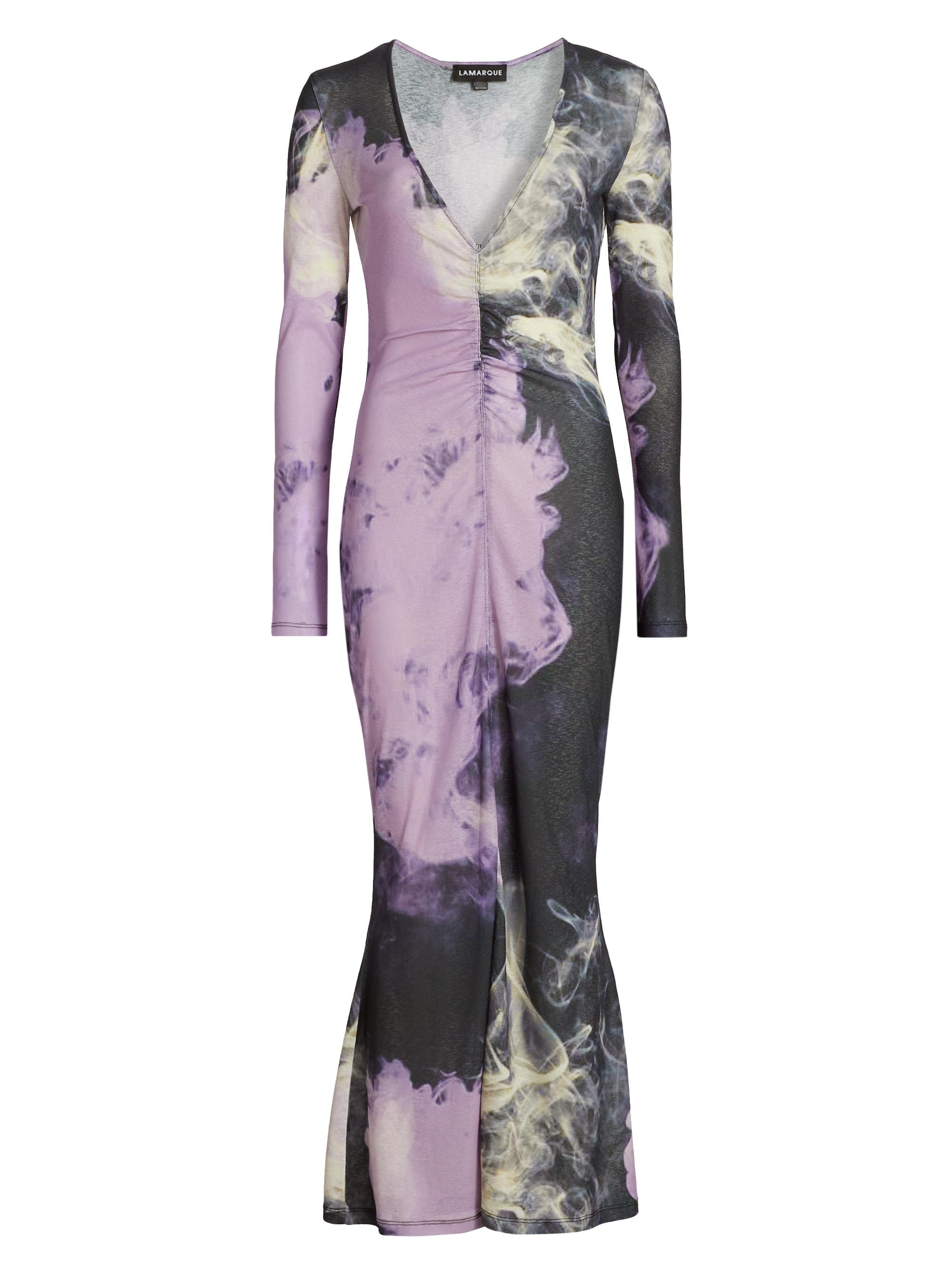 Lamarque Women's Leandra Smokey Jersey Fluted Dress - Lavender Haze