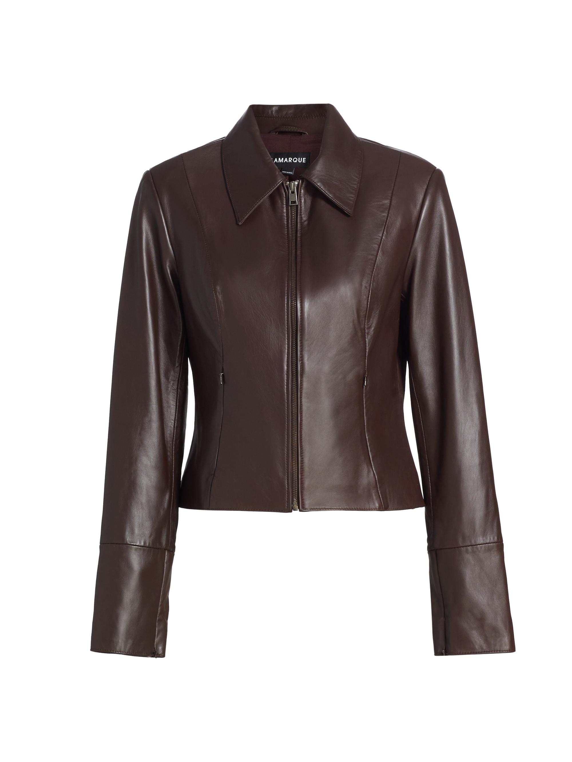 Lamarque Women's Oceana Fitted Leather Jacket - Black