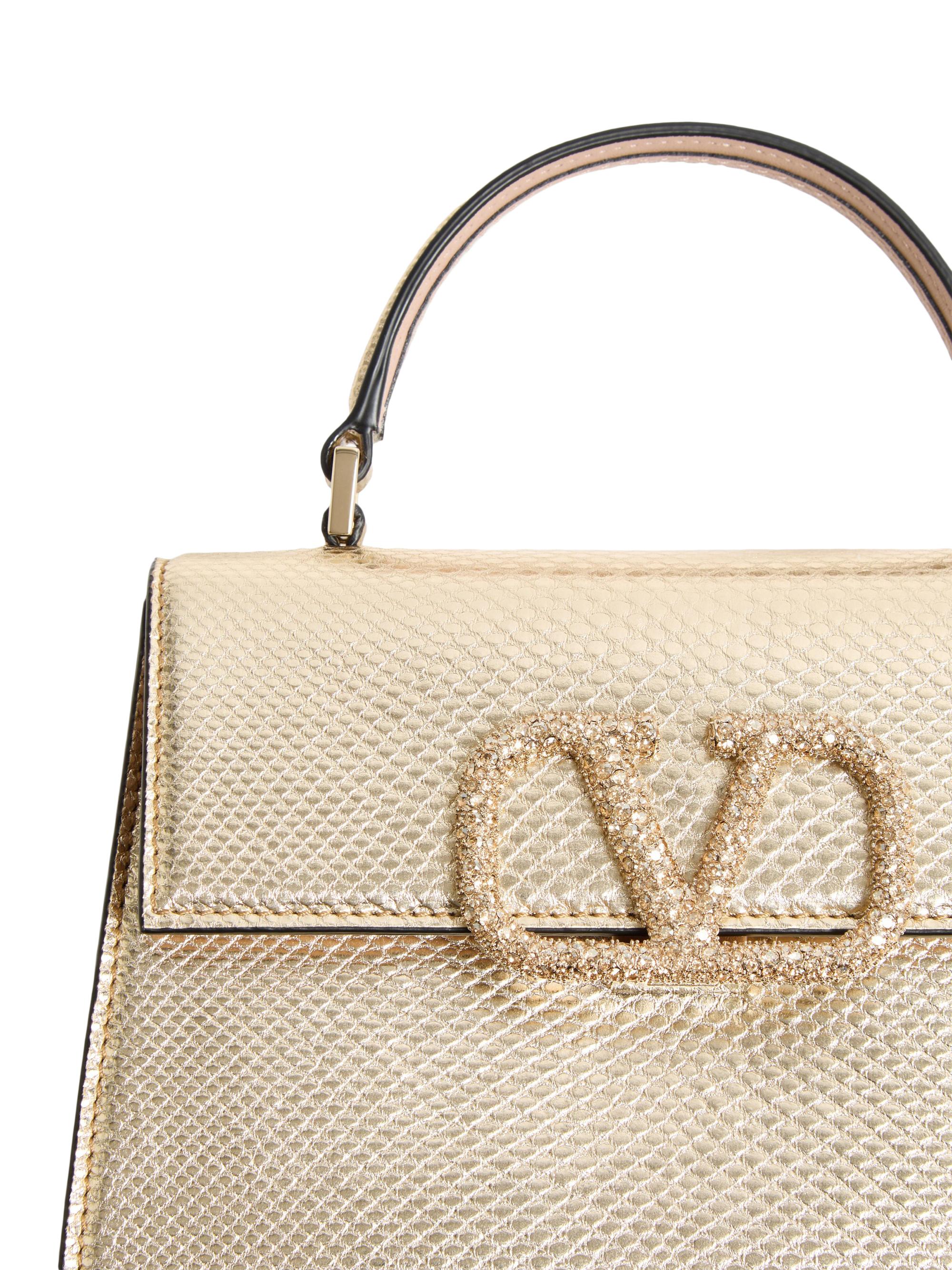 Valentino Garavani Small VSling Handbag in Metallic Karung | Saks