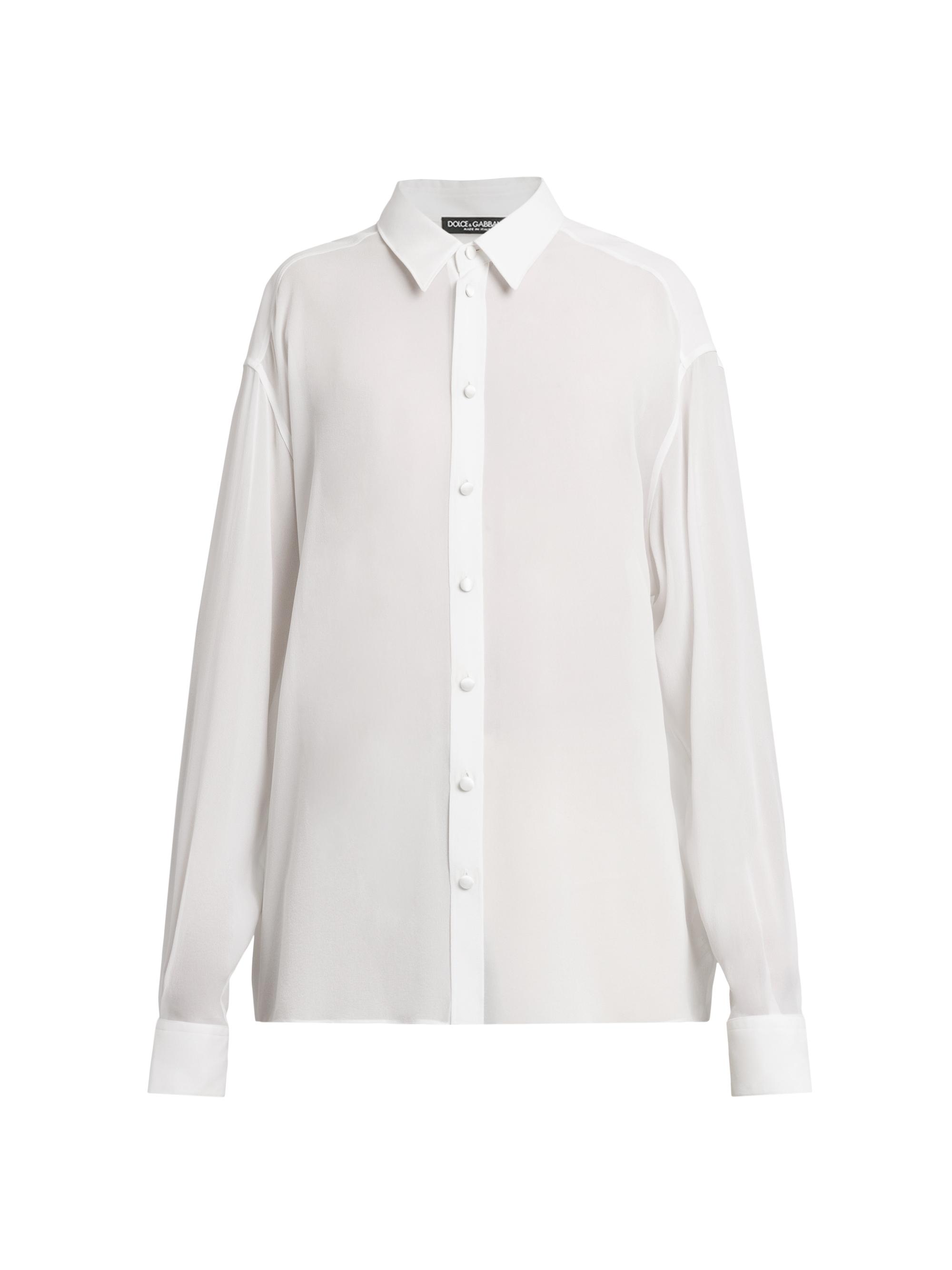 Dolce & Gabbana Men's Silk Georgette Button-Front Shirt - Bianco Ottico