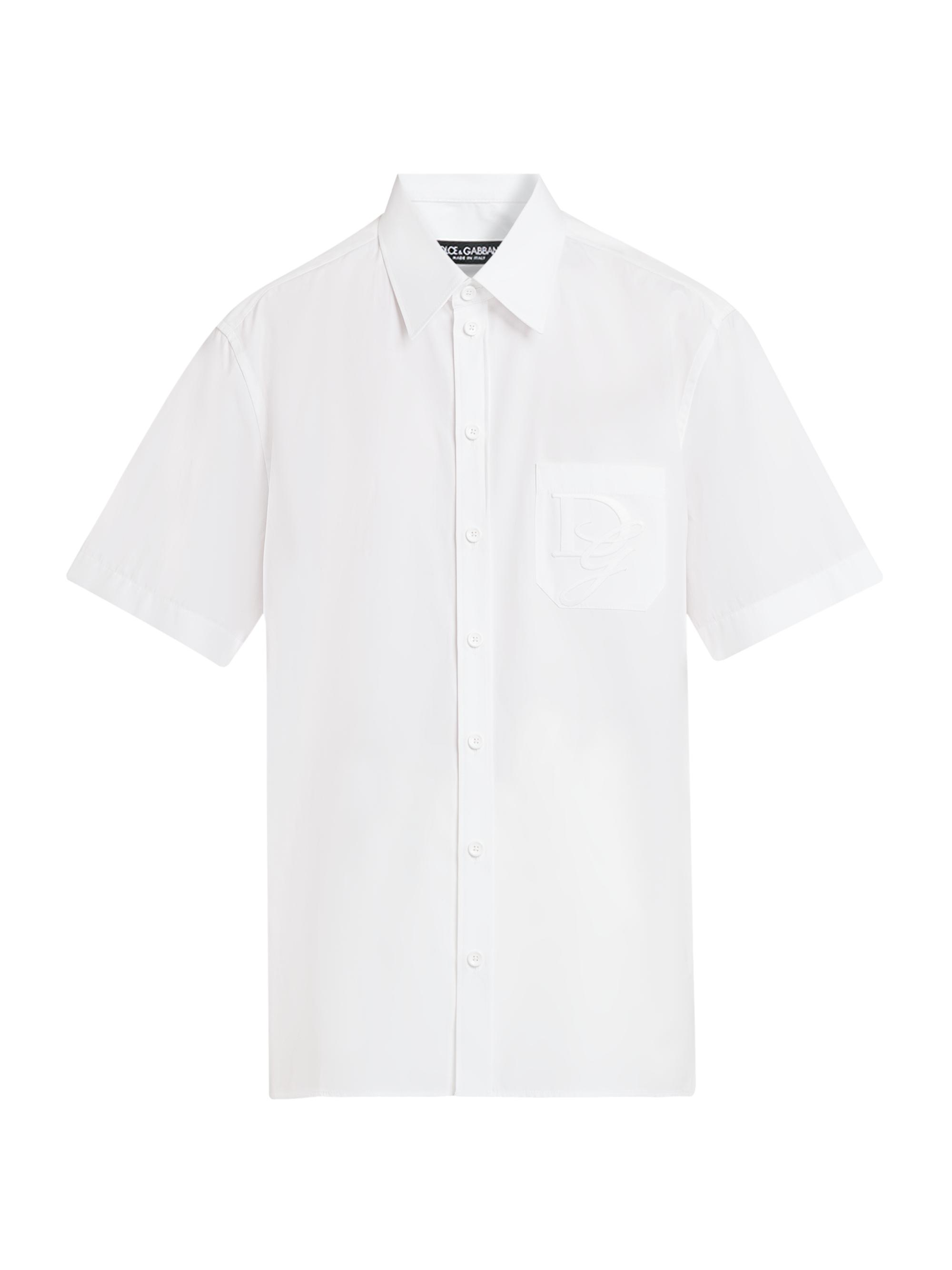 Dolce & Gabbana Men's Poplin Button-Front Short-Sleeve Shirt - Bianco Ottico