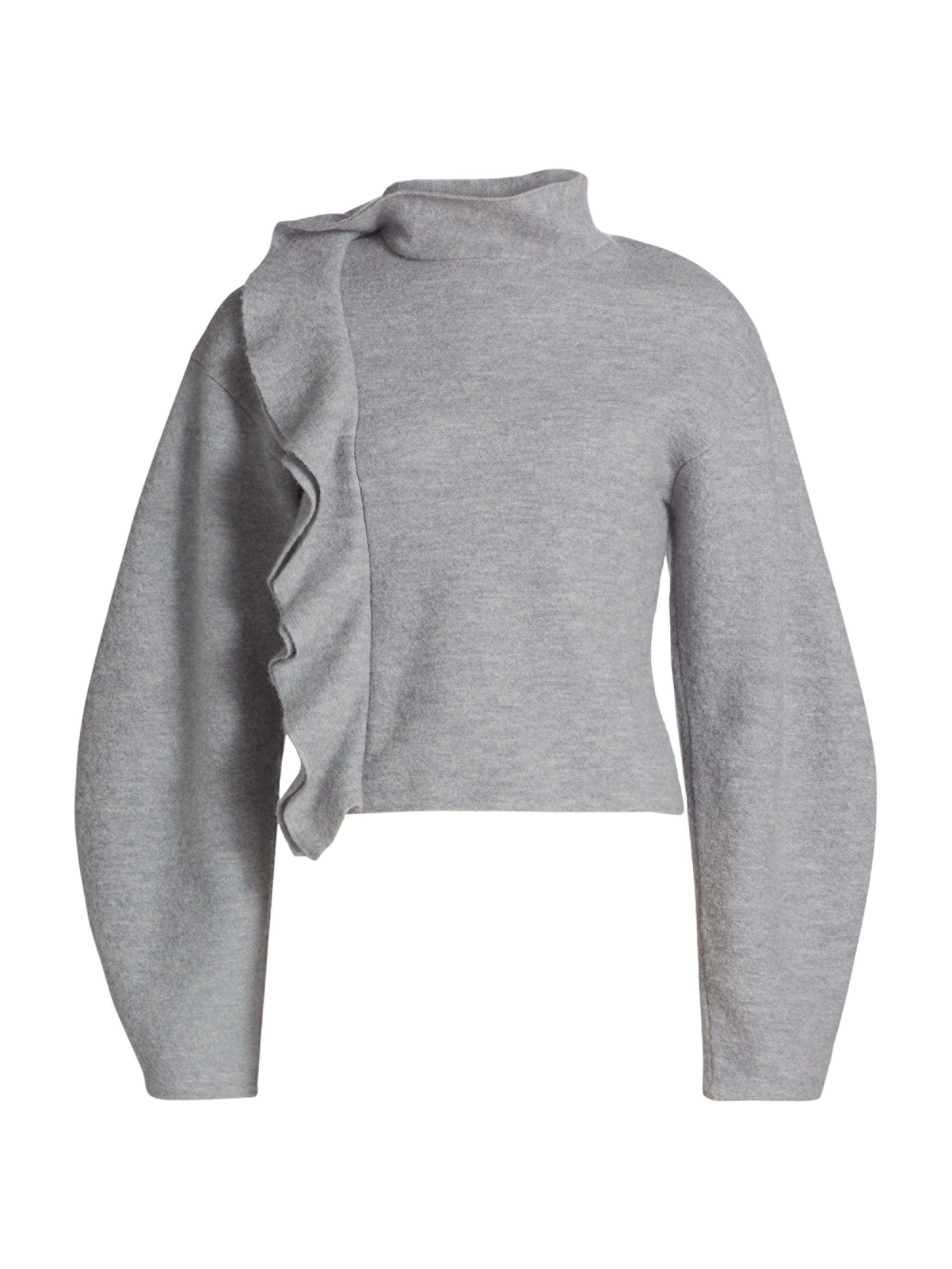 Ulla Johnson Women's Corinna Wool Felt Sweater - Heather Grey