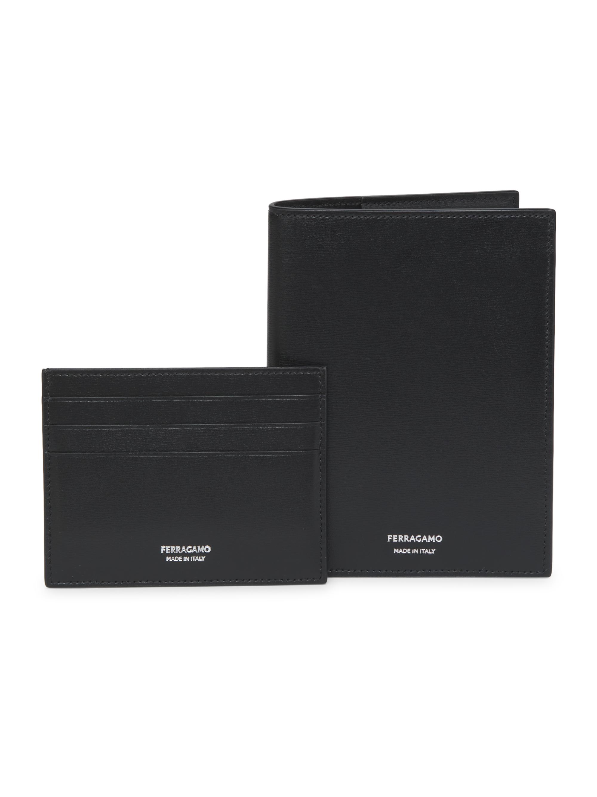 Salvatore Ferragamo パスポートケース 黒 FERRAGAMO Leather Passport Holder & Card Case Set | Saks Fifth Avenue
