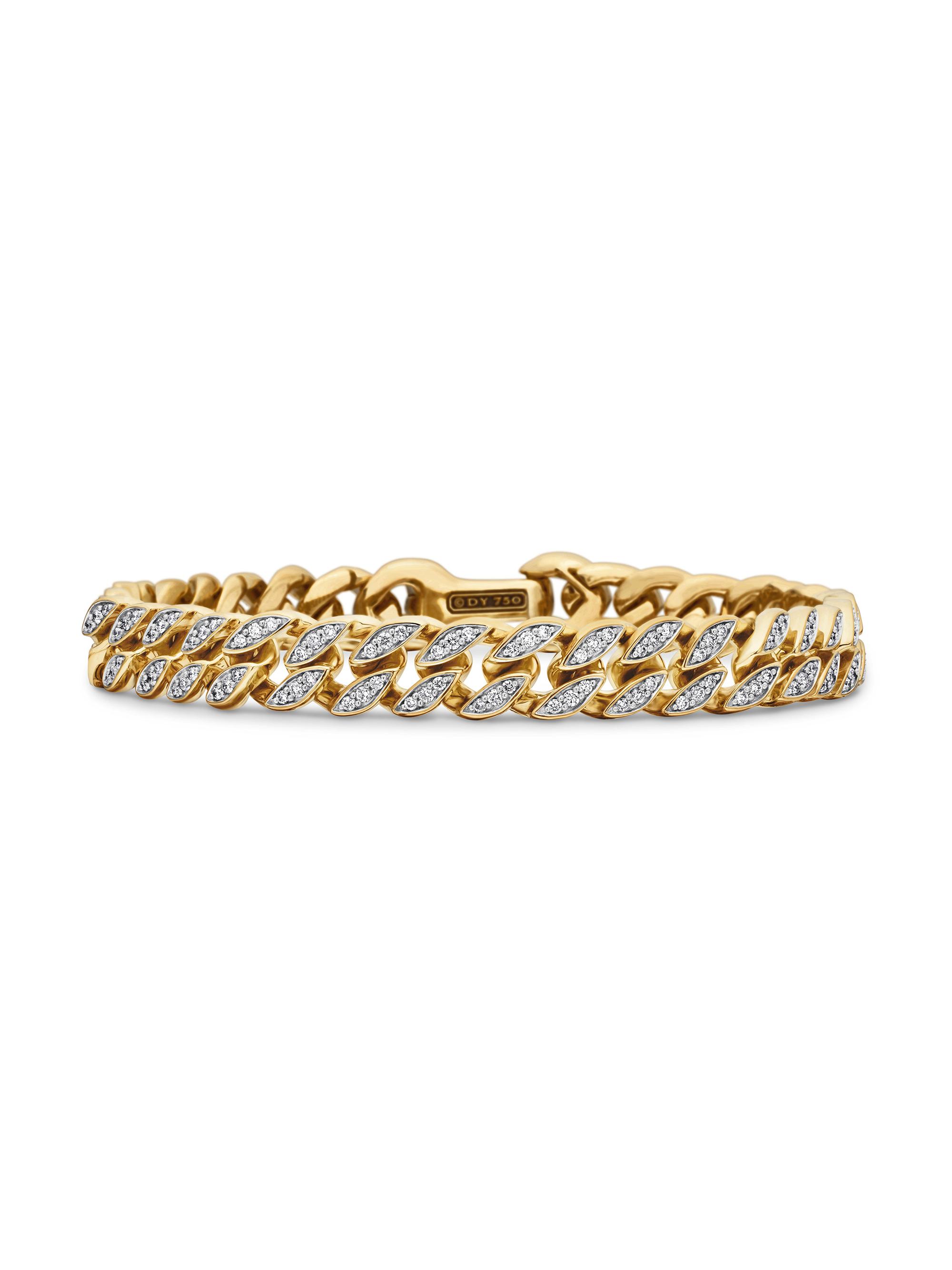 David Yurman Men's Curb Chain Bracelet in 18K Yellow Gold - Diamond