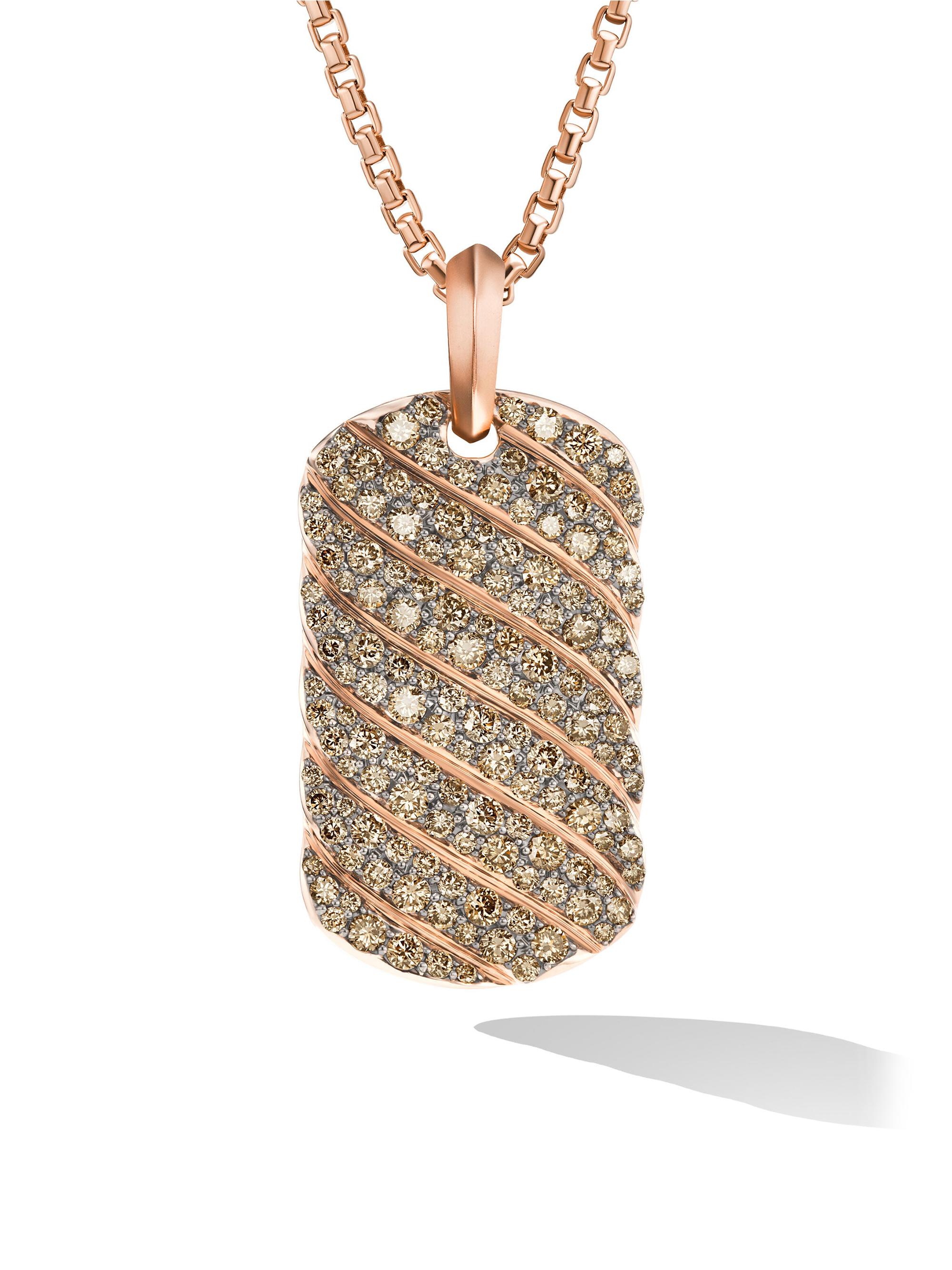 David Yurman Men's Sculpted Cable Tag in 18K Rose Gold - Rose Gold