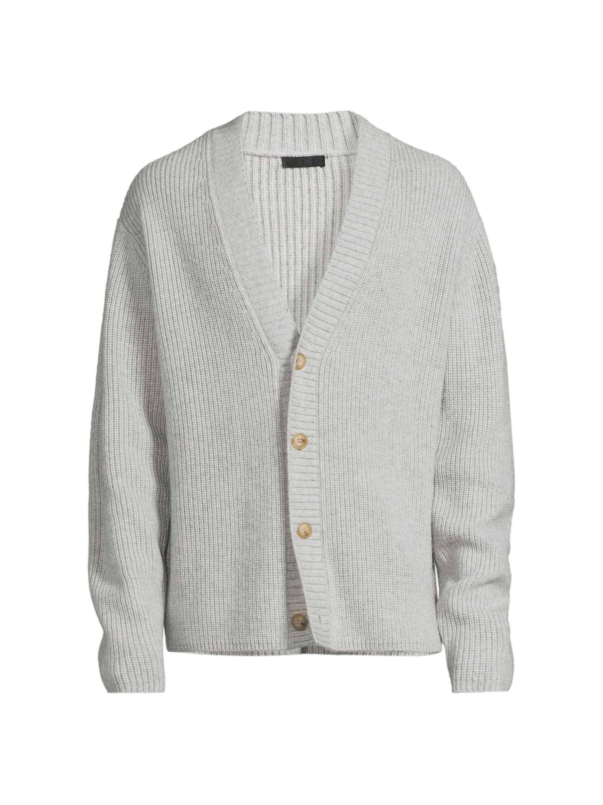 ATM Anthony Thomas Melillo Men's Wool-Blend Fisherman's Cardigan - Heather Stone