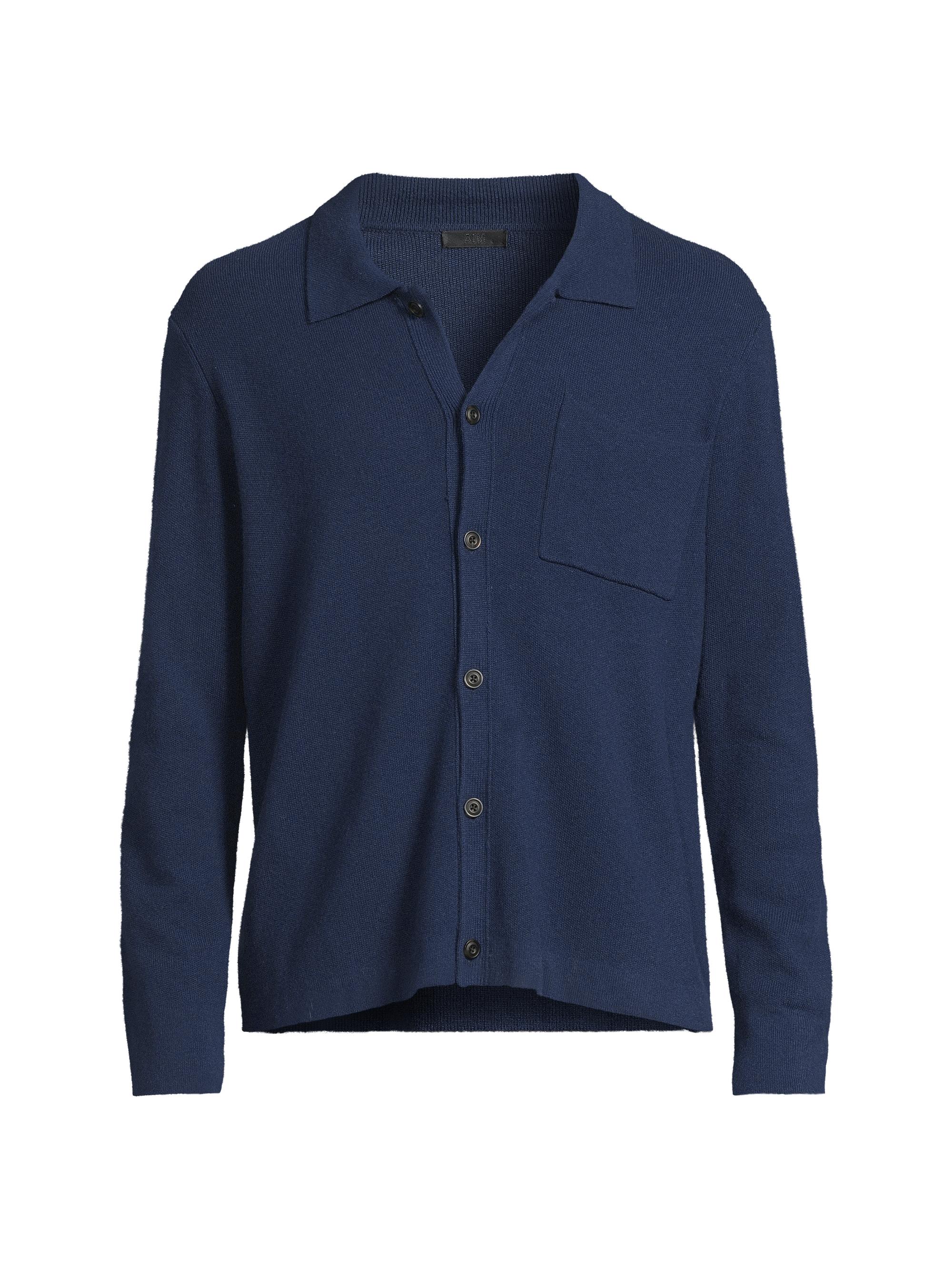 ATM Anthony Thomas Melillo Men's Sw-Merino Wool Cotton Cashmere Blend Cardigan Jacket-Midnight - Midnight