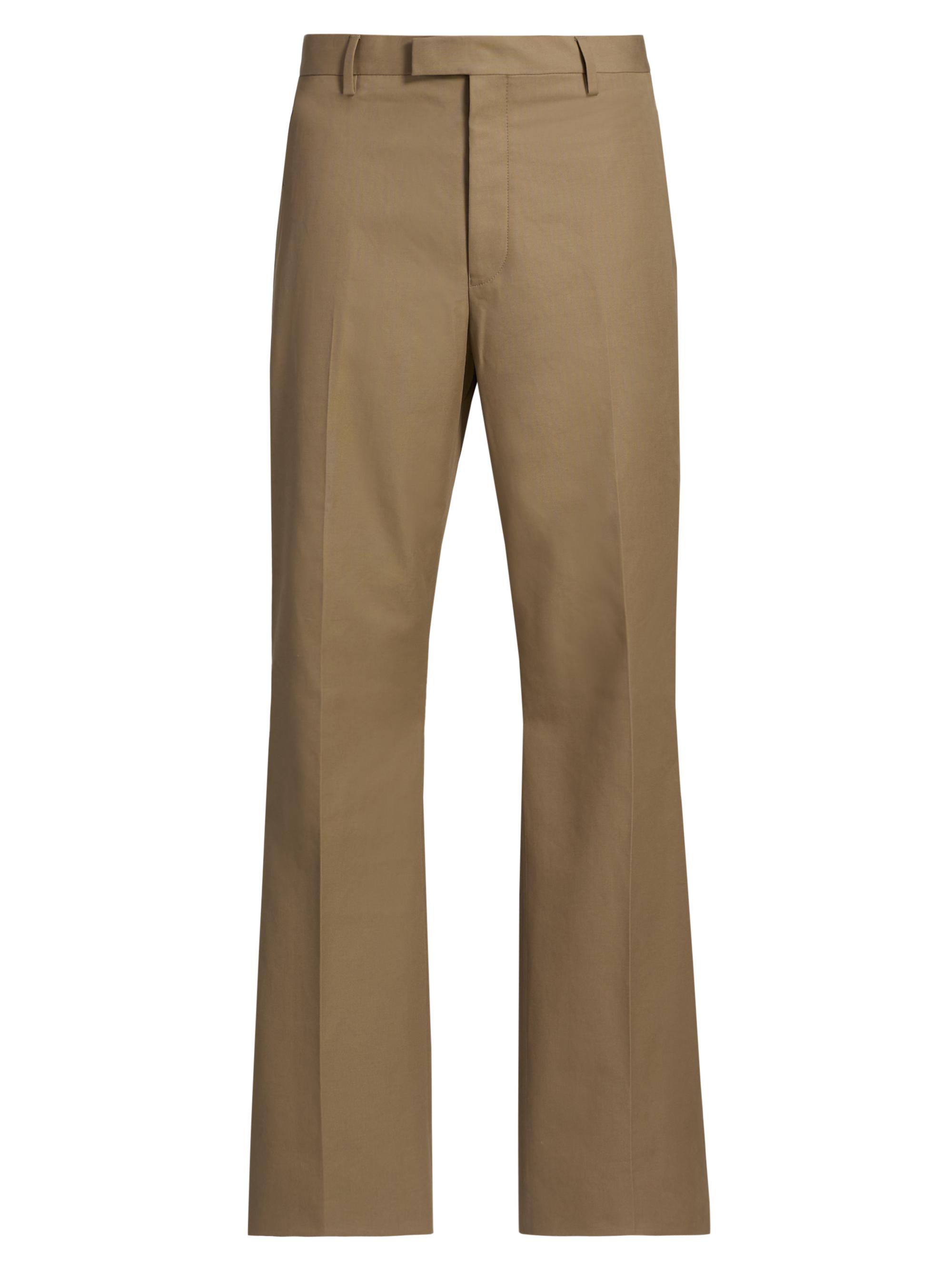 FERRAGAMO Men's Cotton Canvas Straight-Leg Trousers - Clay