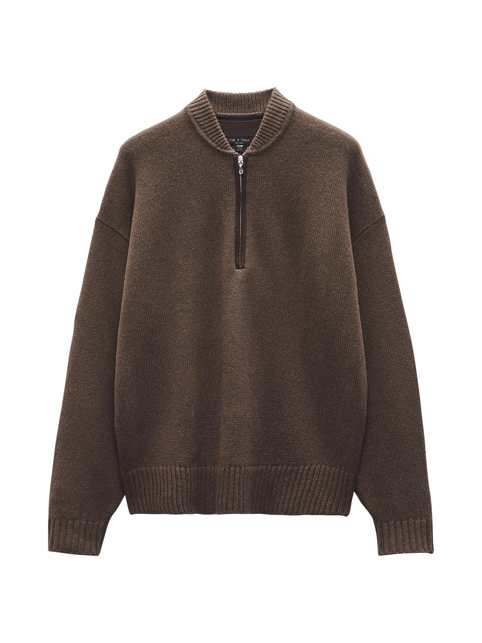 トップス DRIES VAN NOTEN HALF ZIP SWEATER DRIES VAN NOTEN Ribbed zip-detail Sweater | Blue | FARFETCH