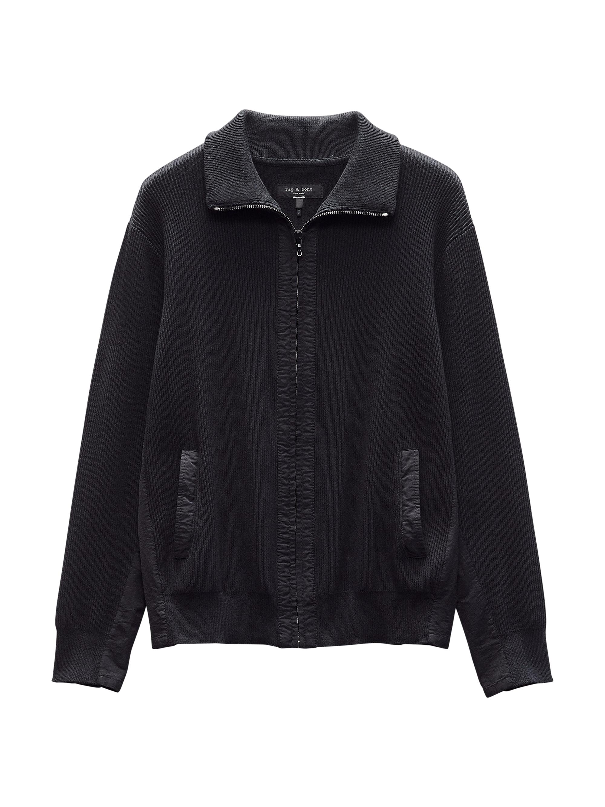 rag & bone Men's Washed Dexter Andrew Full-Zip Sweater - Dark Grey