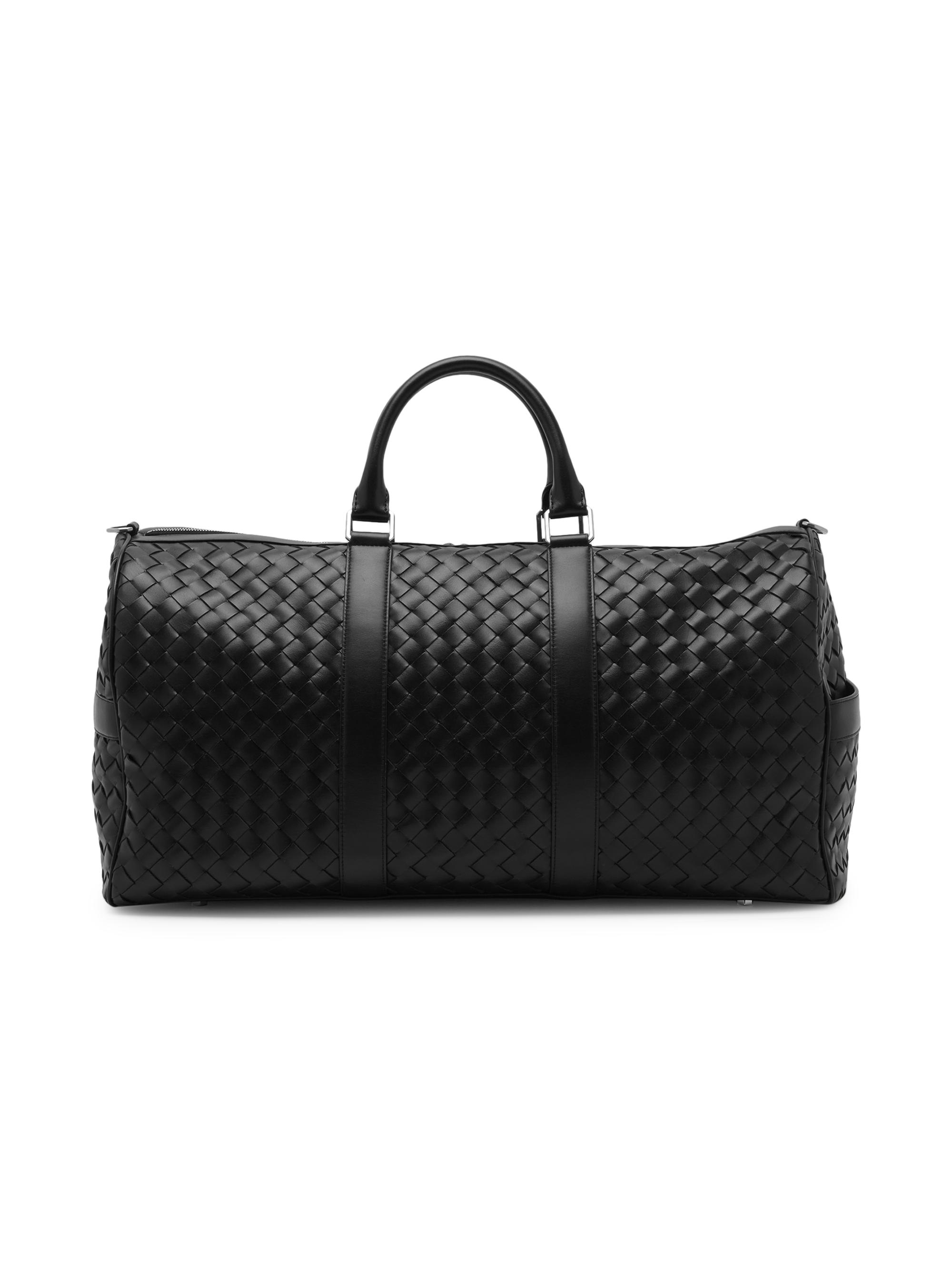 Bottega Veneta Men's Classic Medium Intrecciato Leather Duffle - Black Silver