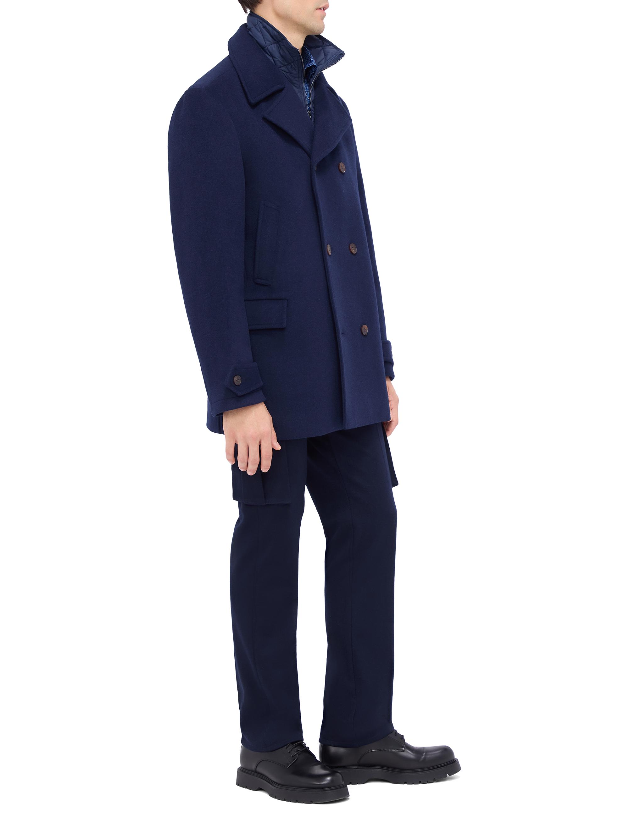 Bugatchi Men's Wool-Blend Double-Breasted Peacoat - Navy