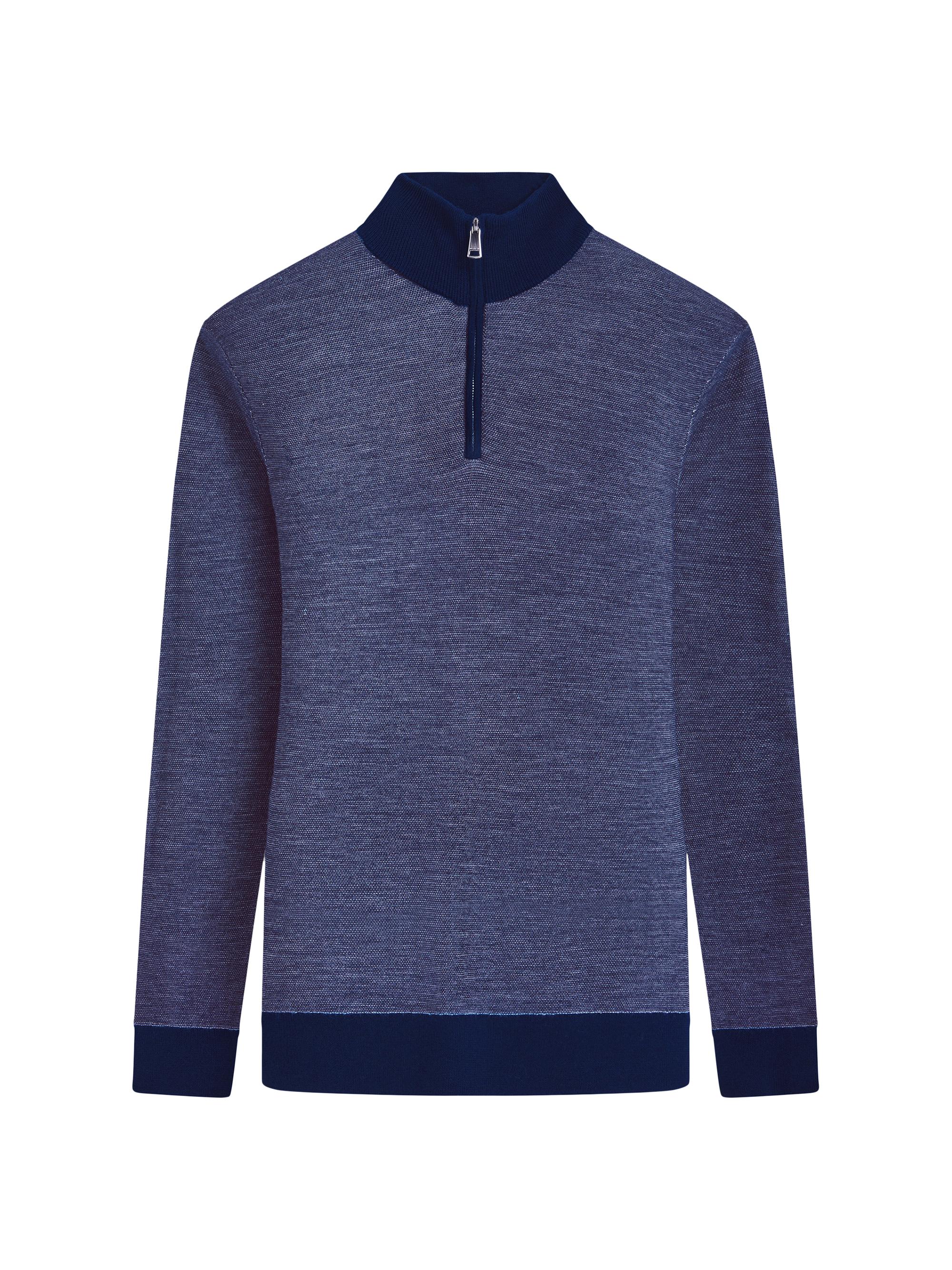 Bugatchi Men's Merino Wool-Silk Half-Zip Sweater - Navy