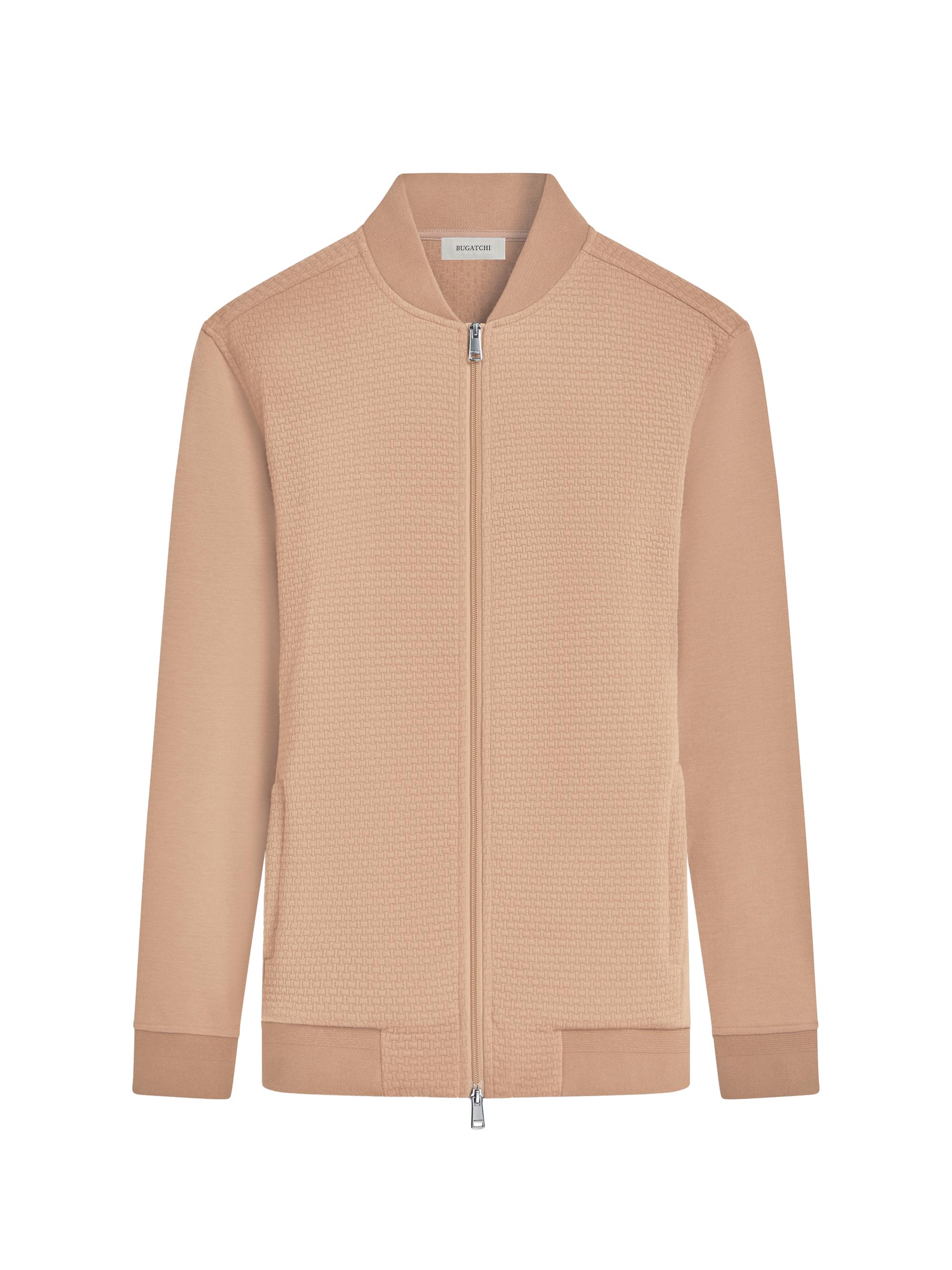 Bugatchi Men's Textured Knit Bomber Jacket - Caramel