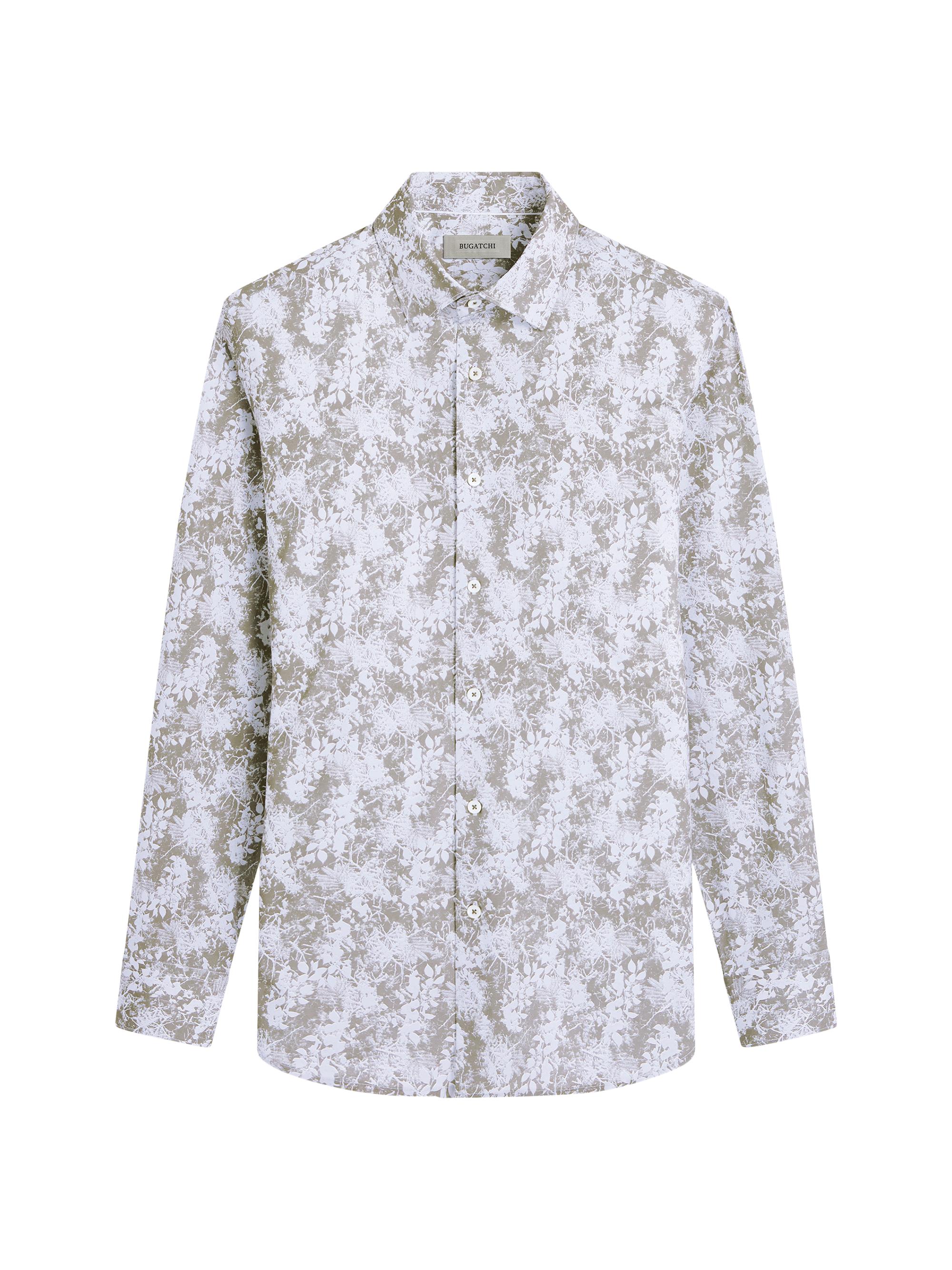 Bugatchi Men's OoohCotton James Printed Shirt - Khaki