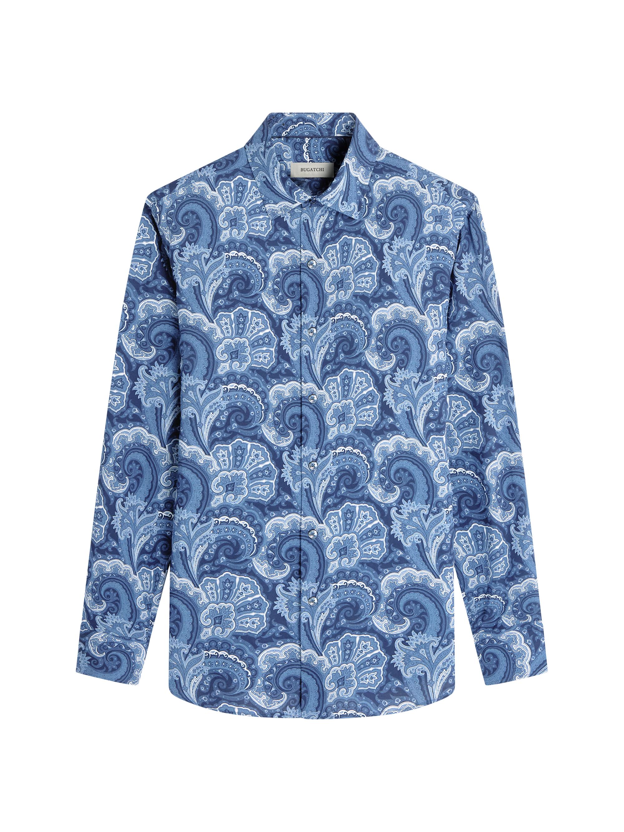 Bugatchi Men's Julian Printed Classic Shirt - Navy