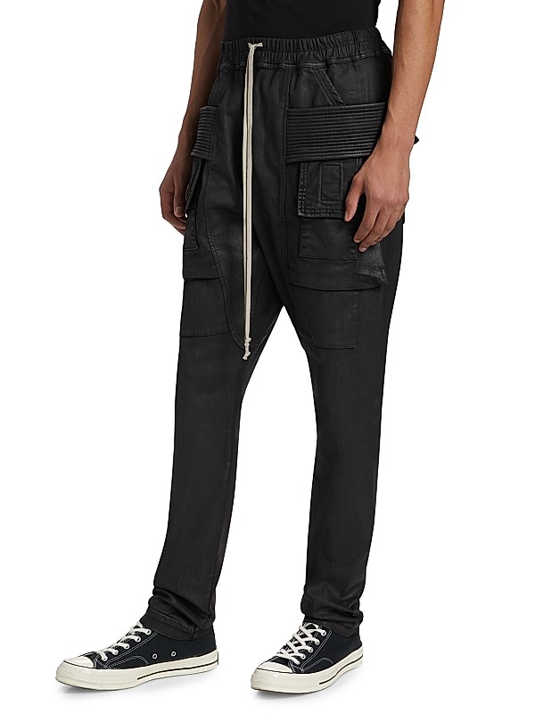 Shop DRKSHDW by Rick Owens Coated Denim Drawstring Cargo Shop DRKSHDW by Rick Owens Coated Denim Drawstring Cargo