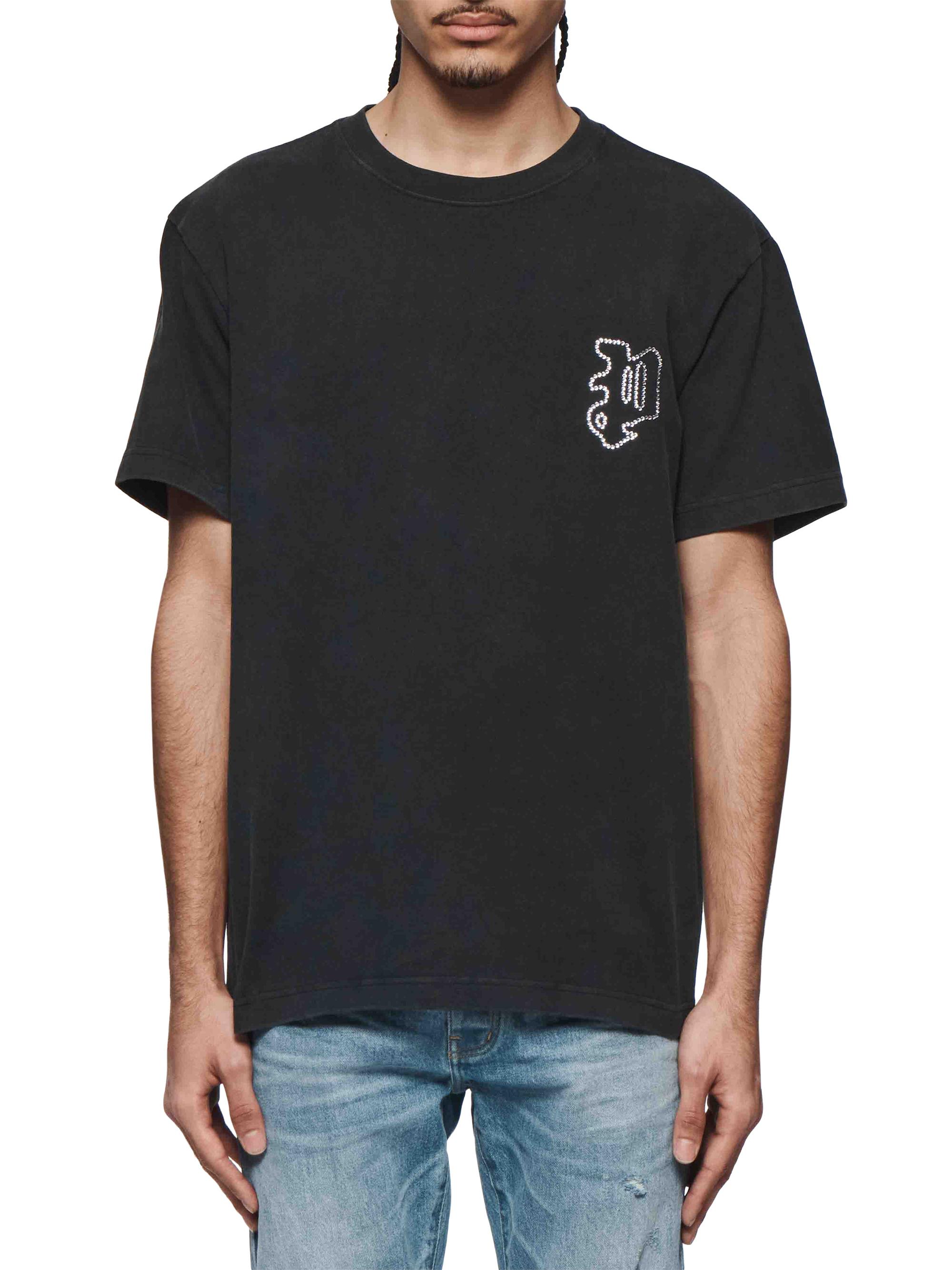 Purple Brand Men's Gothic Crystal-Embellished Logo Cotton T-Shirt - Black