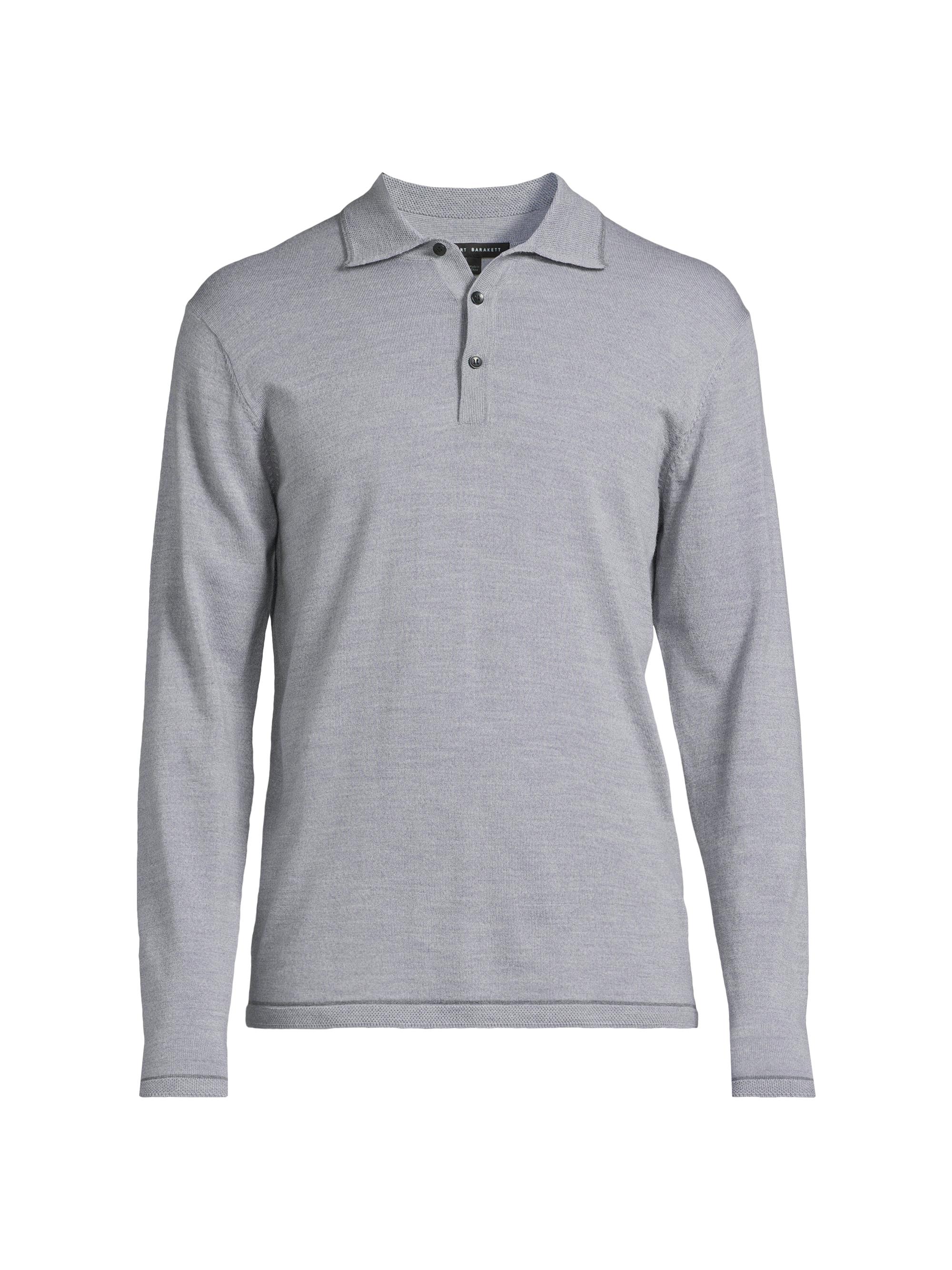 Robert Barakett Men's Roman Polo Sweater - Light Grey | Thumbnail 7