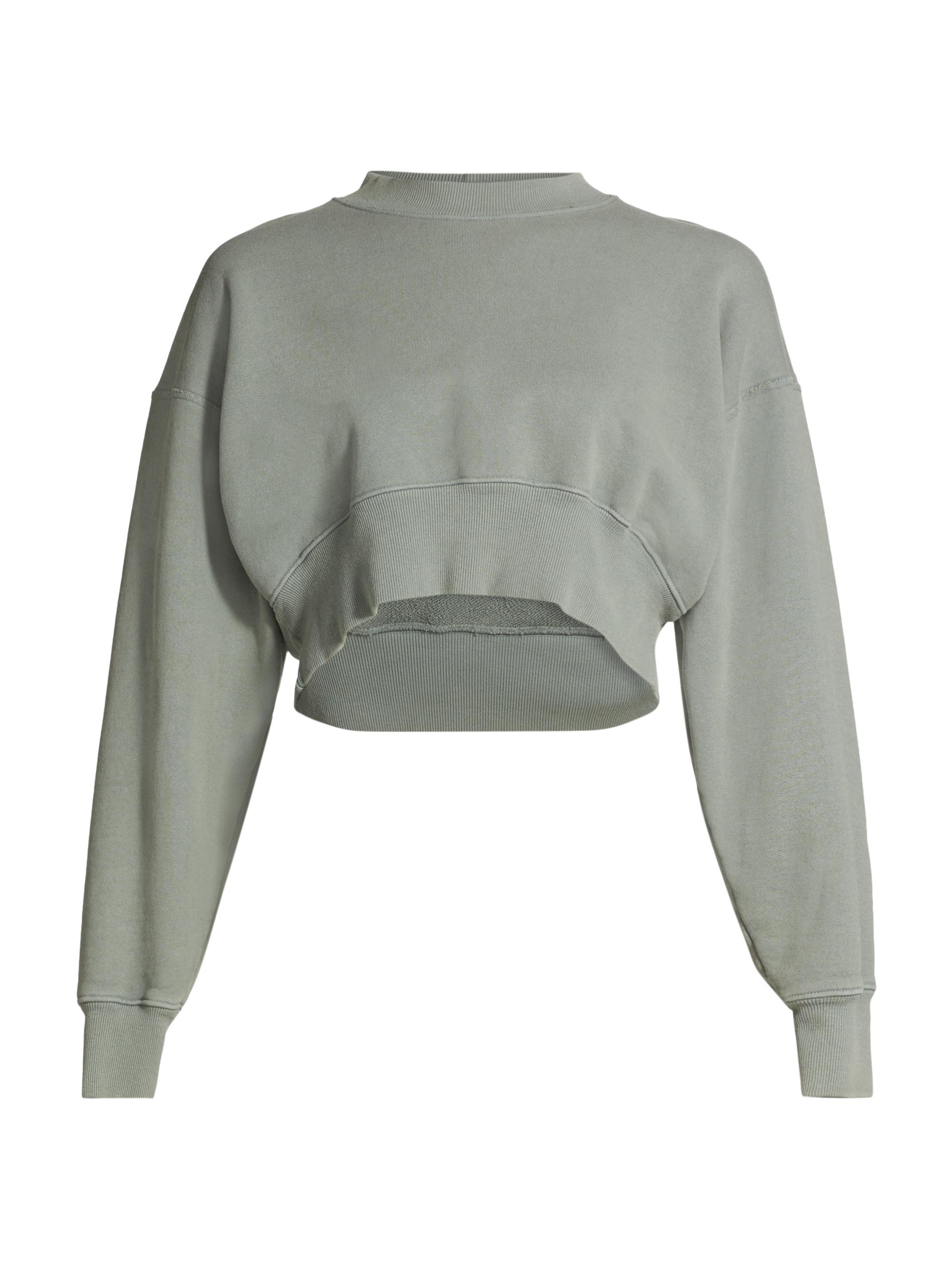 SLVRLAKE Women's Cropped Cotton Sweatshirt - Shadow Green