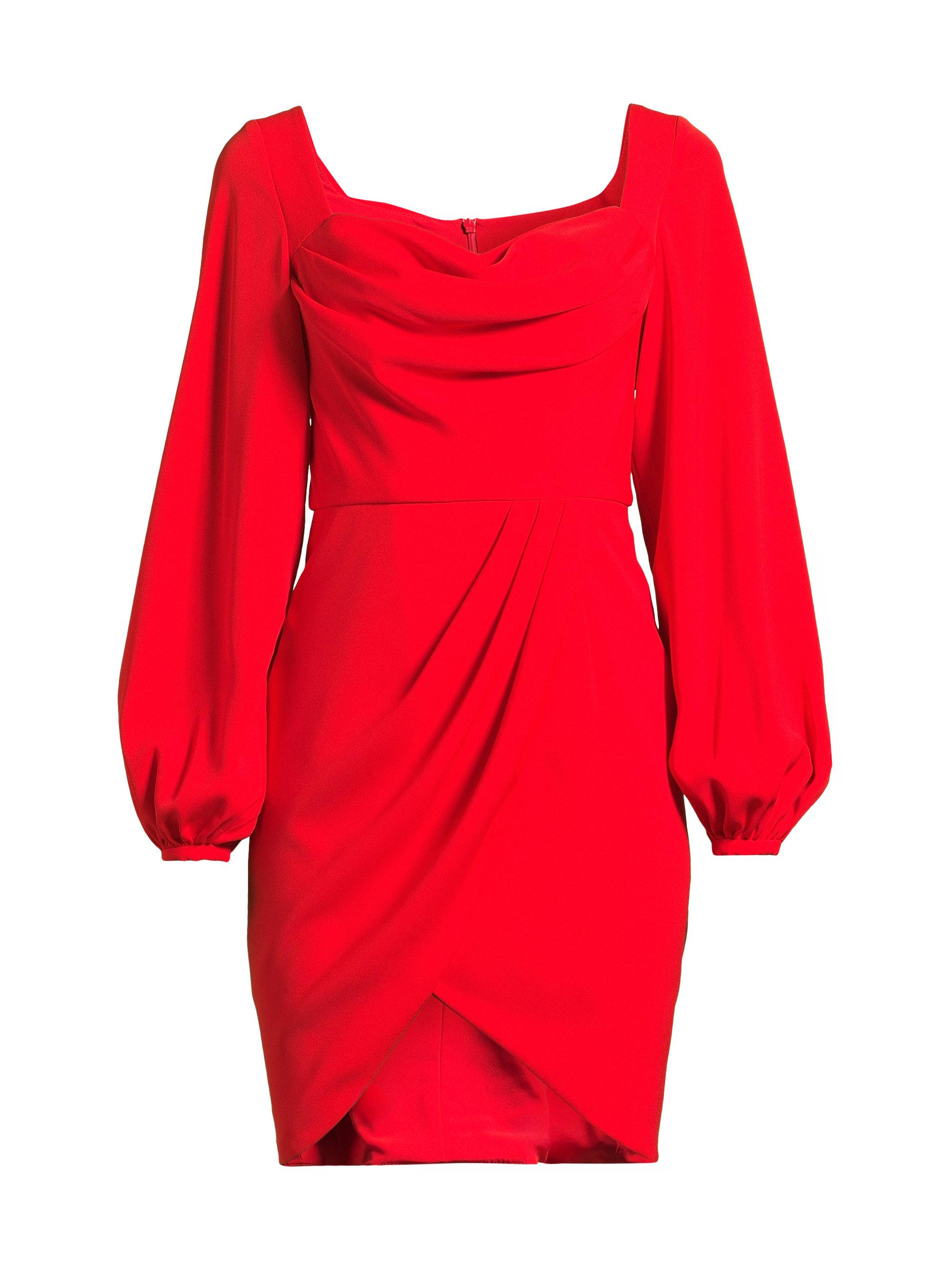 Black Halo Women's Tonja Draped Knee-Length Dress - Vibrant Poppy
