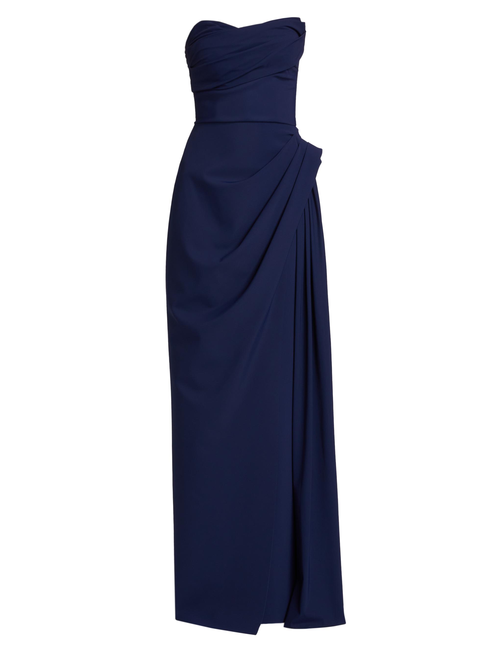 Chiara Boni La Petite Robe Women's Dotai Draped Strapless Gown - Blue Notte