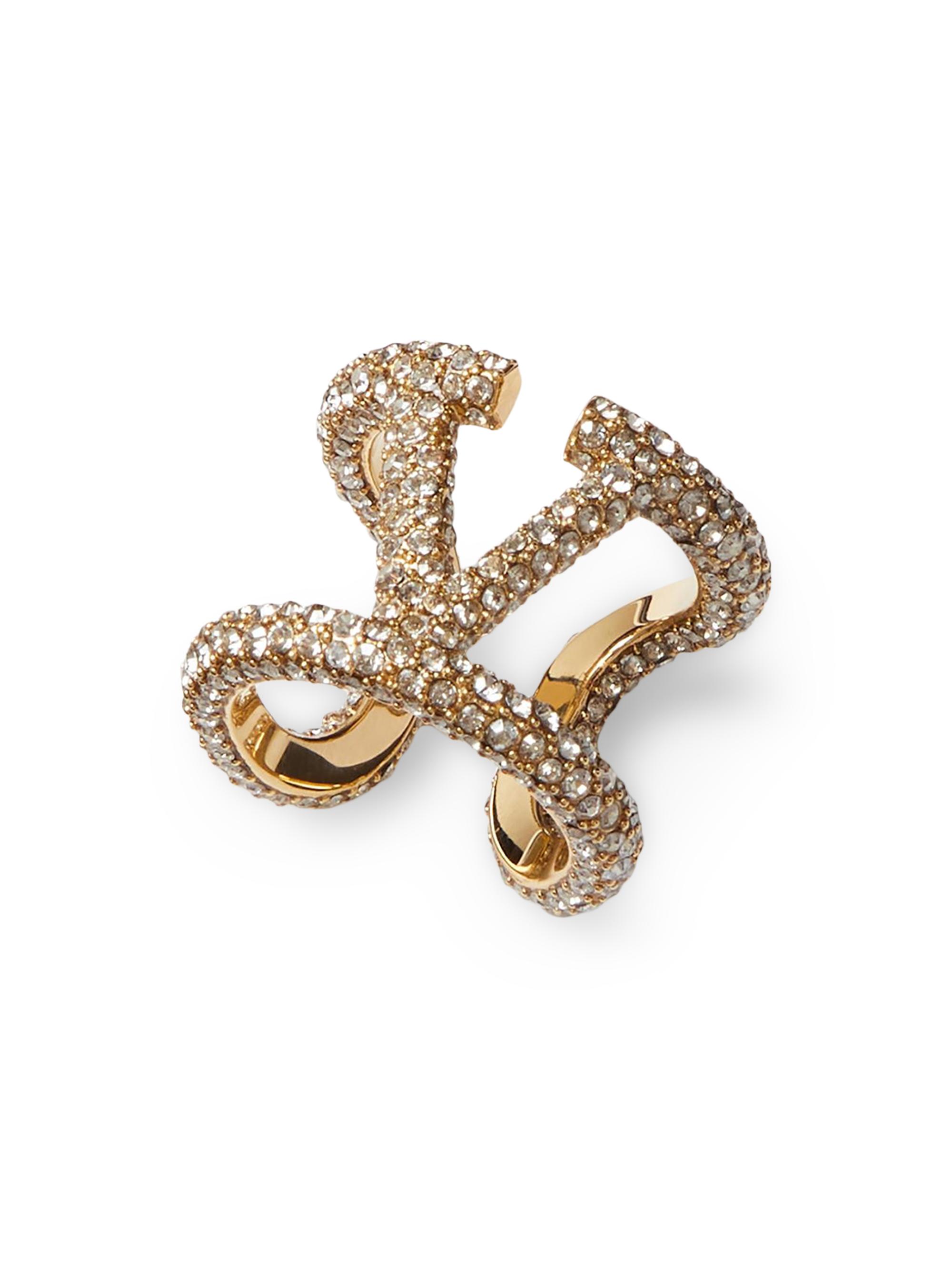 Valentino Garavani Women's VLogo Signature Ring in Metal and Swarovski Crystals - Gold